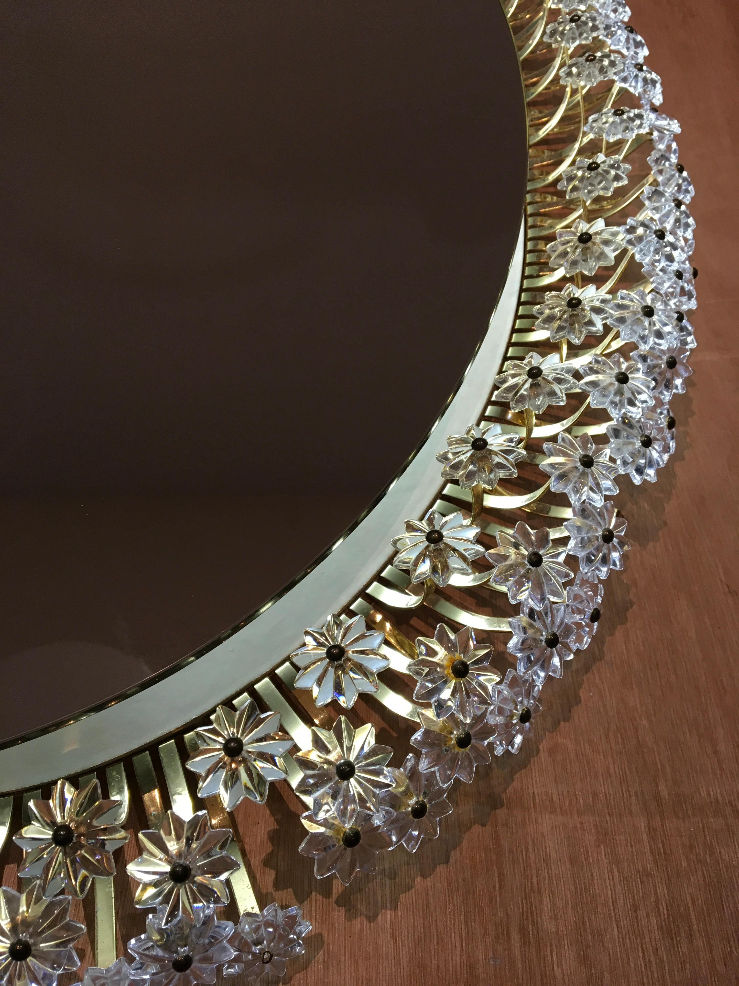 Oval Floral Illuminated Mirror by Emil Stejnar for Rupert Nikoll, Austria 10