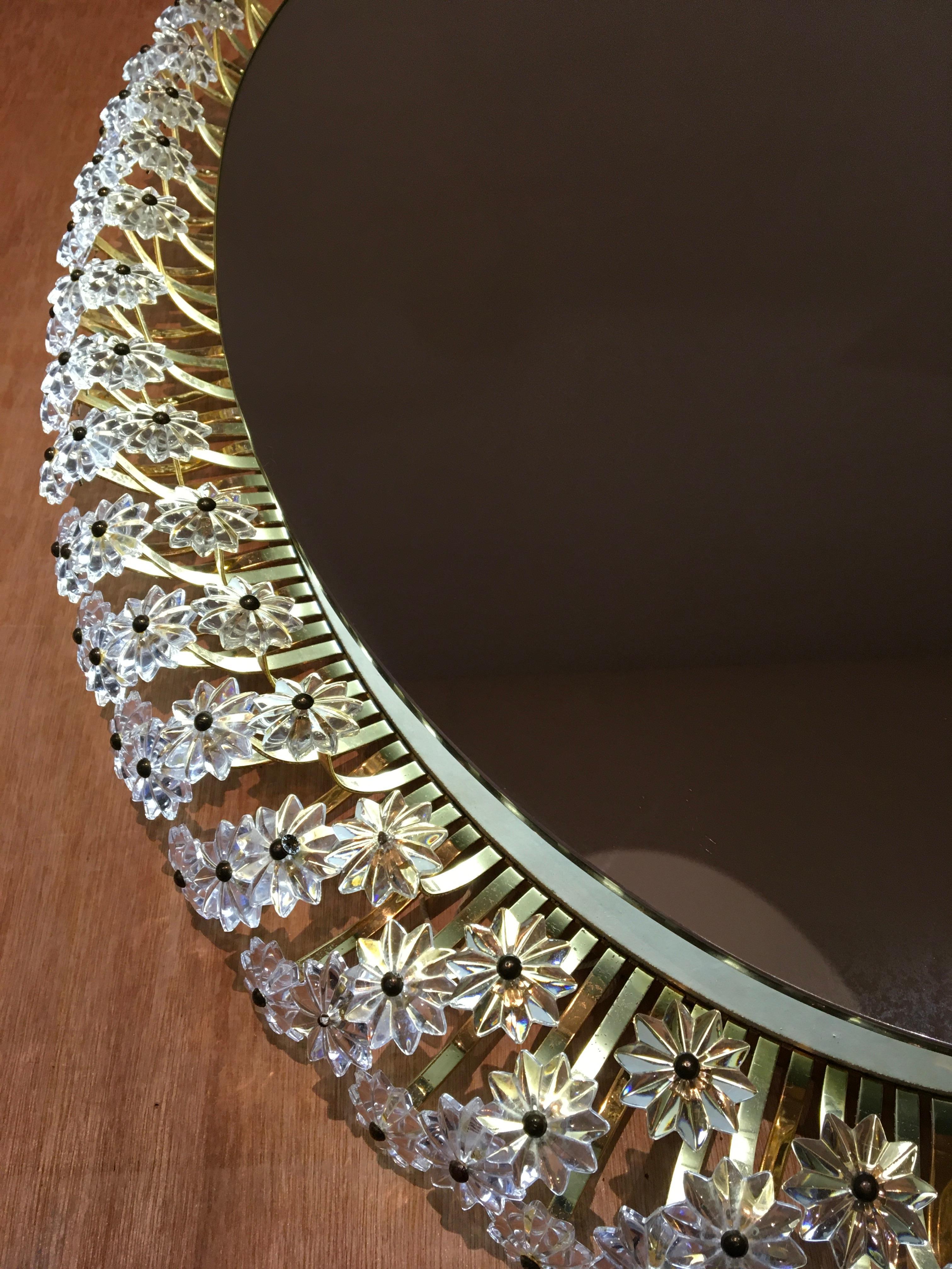 Oval Floral Illuminated Mirror by Emil Stejnar for Rupert Nikoll, Austria 11