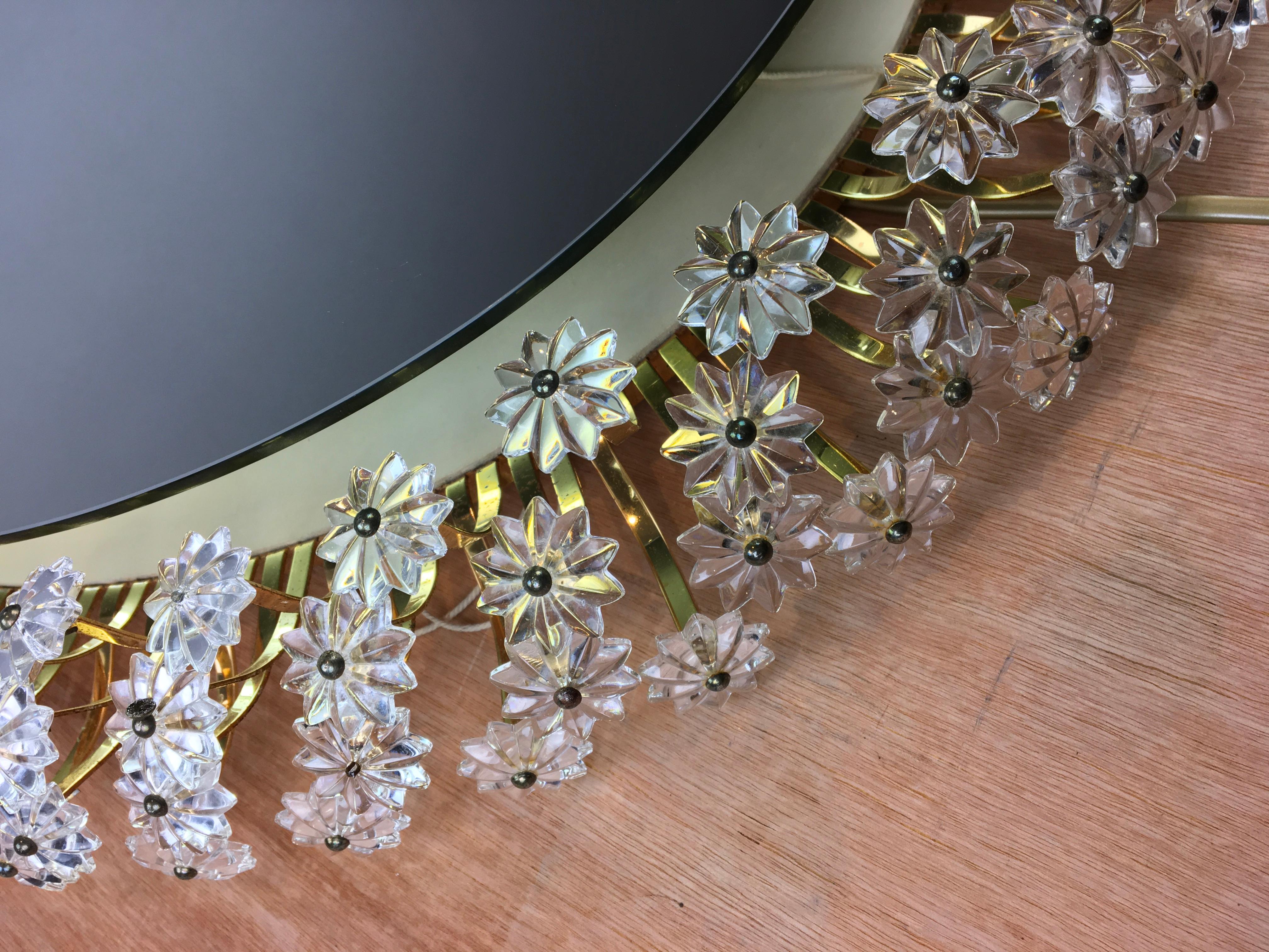 20th Century Oval Floral Illuminated Mirror by Emil Stejnar for Rupert Nikoll, Austria