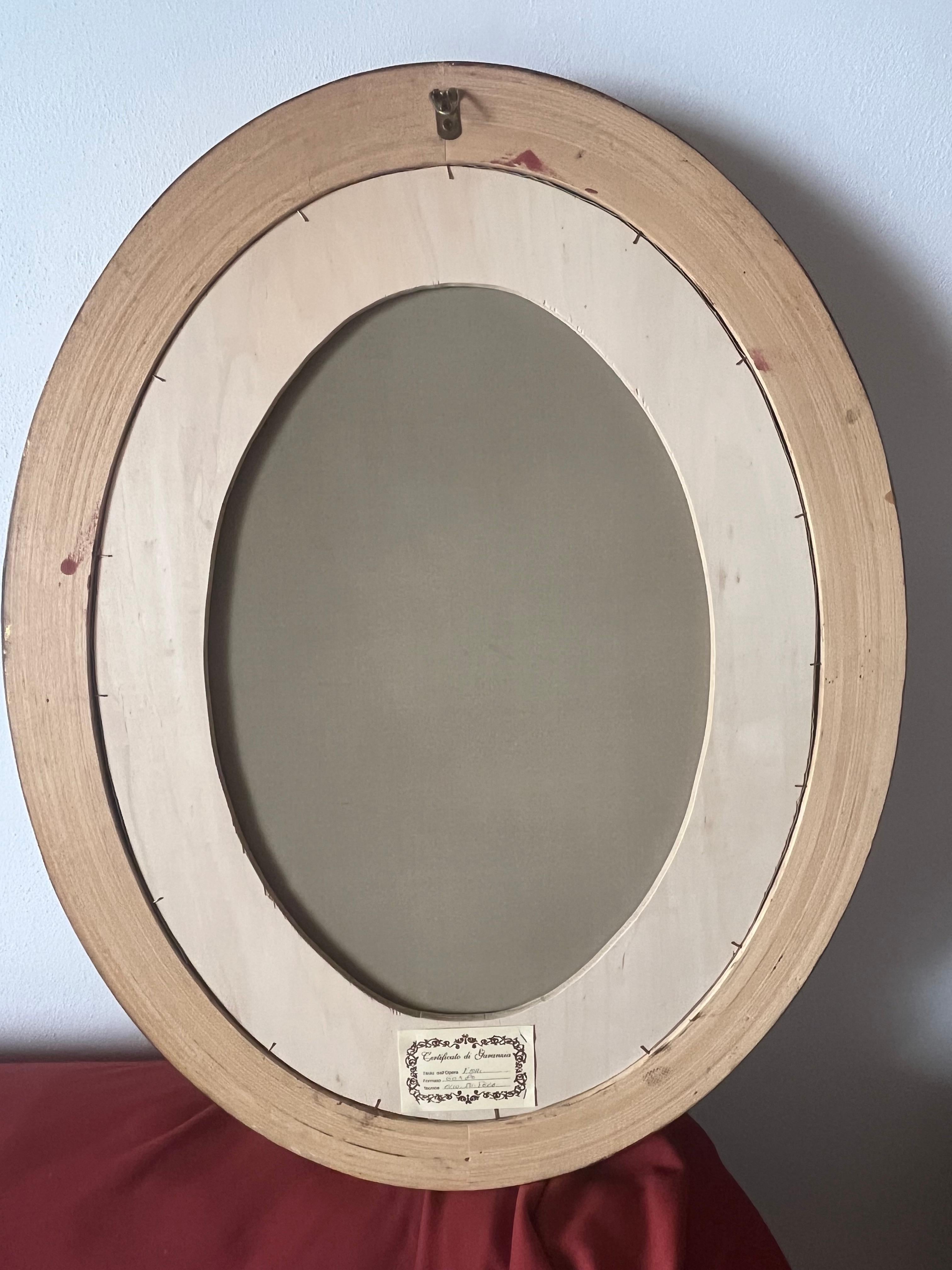 Late 20th Century Oval floral painting, oil on canvas, 1980s For Sale