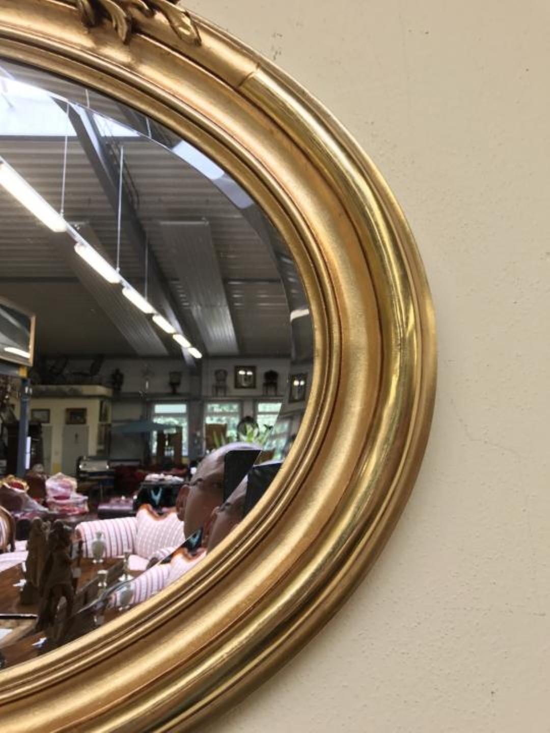 Biedermeier Oval Florentine Antique Mirror with a Gilt Frame For Sale