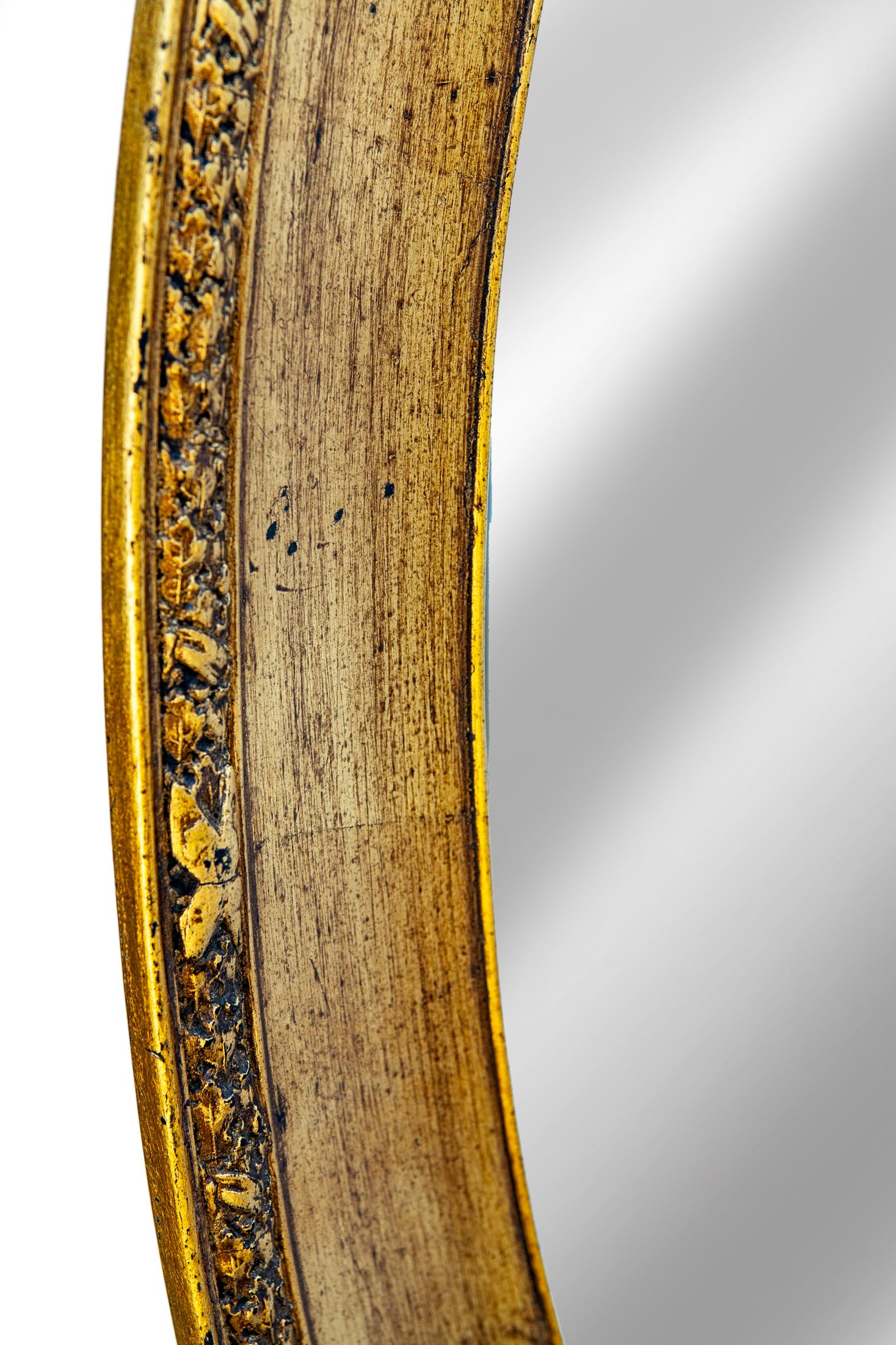 Hand-Crafted Oval Florentine Giltwood Mirror