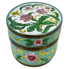 Oval Flower Decorated Cloisonné Enamel Jewelry Box, China, 1920's