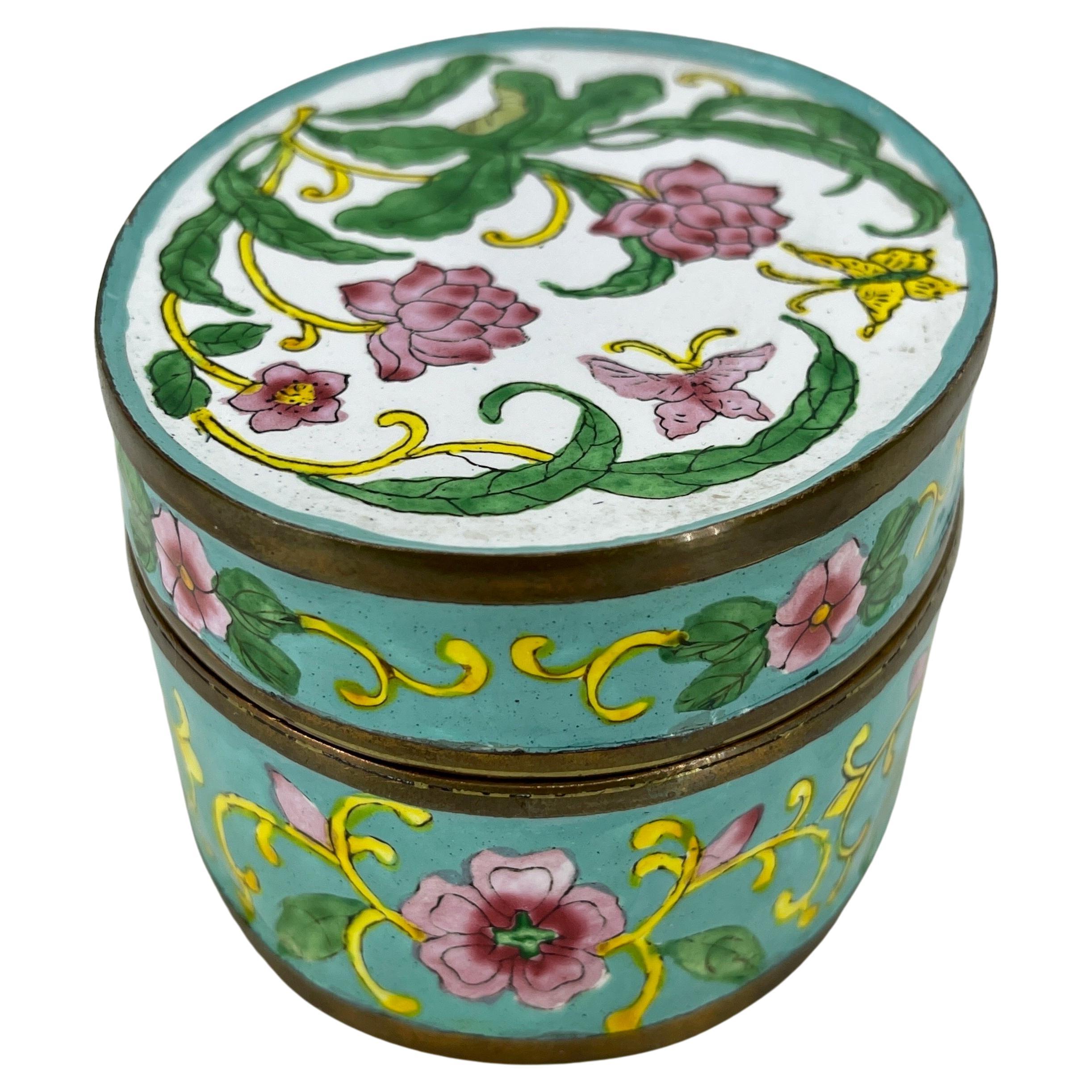 Chinese Oval Flower Decorated Cloisonné Enamel Jewelry Box, China, 1920's
