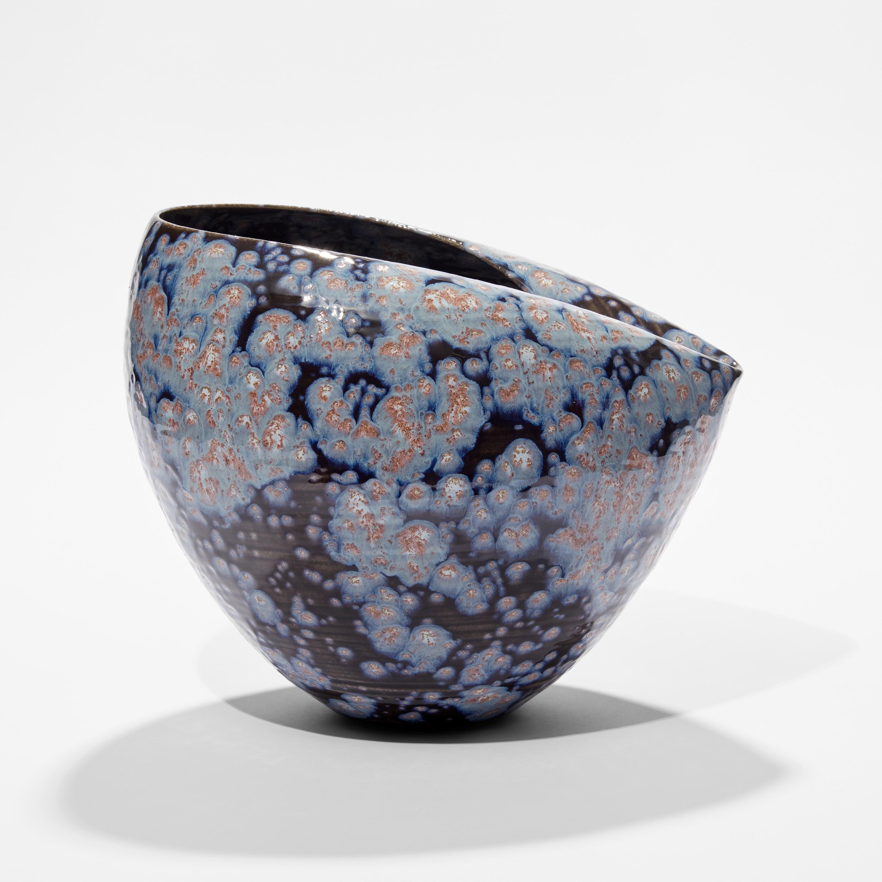 Organic Modern Oval Form in Galactic Blue No 88, a Ceramic Vessel by Nicholas Arroyave-Portela For Sale