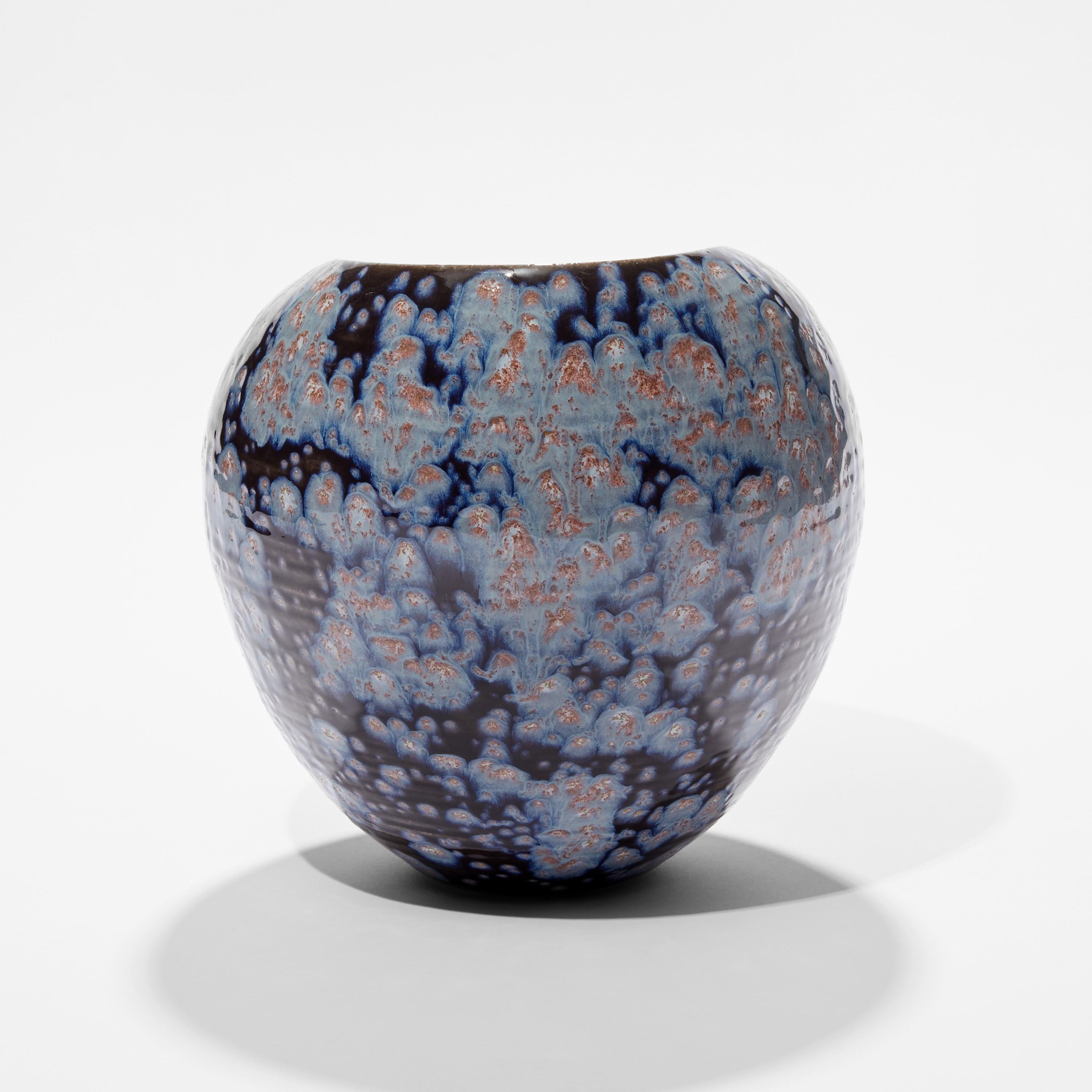 Spanish Oval Form in Galactic Blue No 88, a Ceramic Vessel by Nicholas Arroyave-Portela For Sale