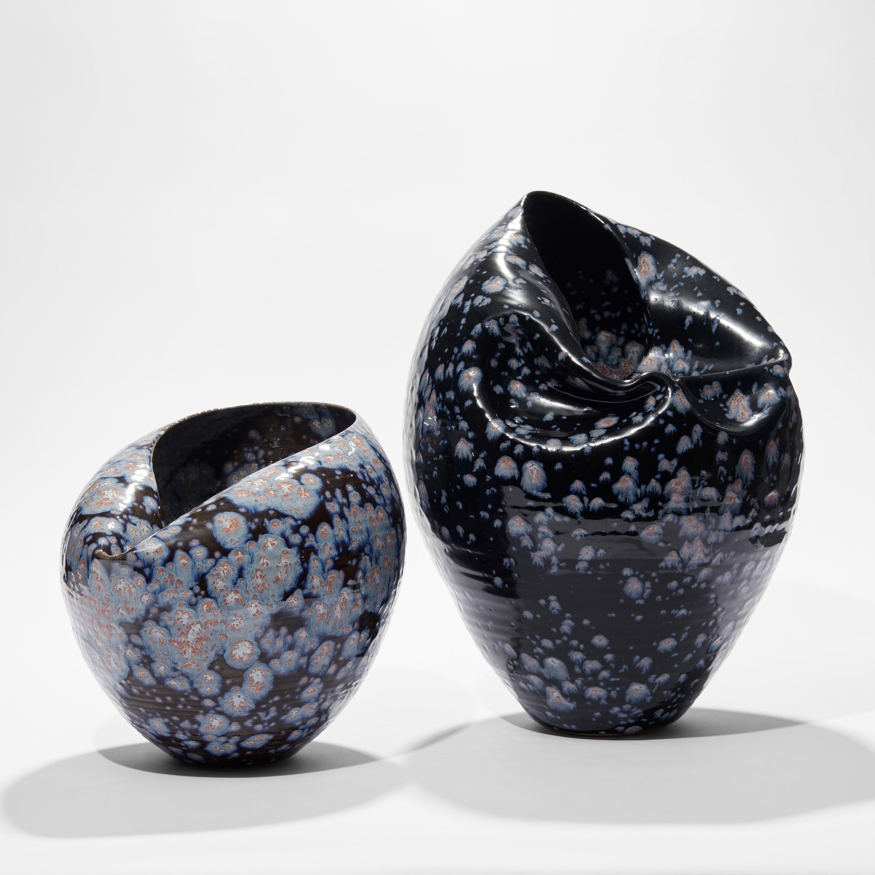 Oval Form in Galactic Blue No 88, a Ceramic Vessel by Nicholas Arroyave-Portela For Sale 1