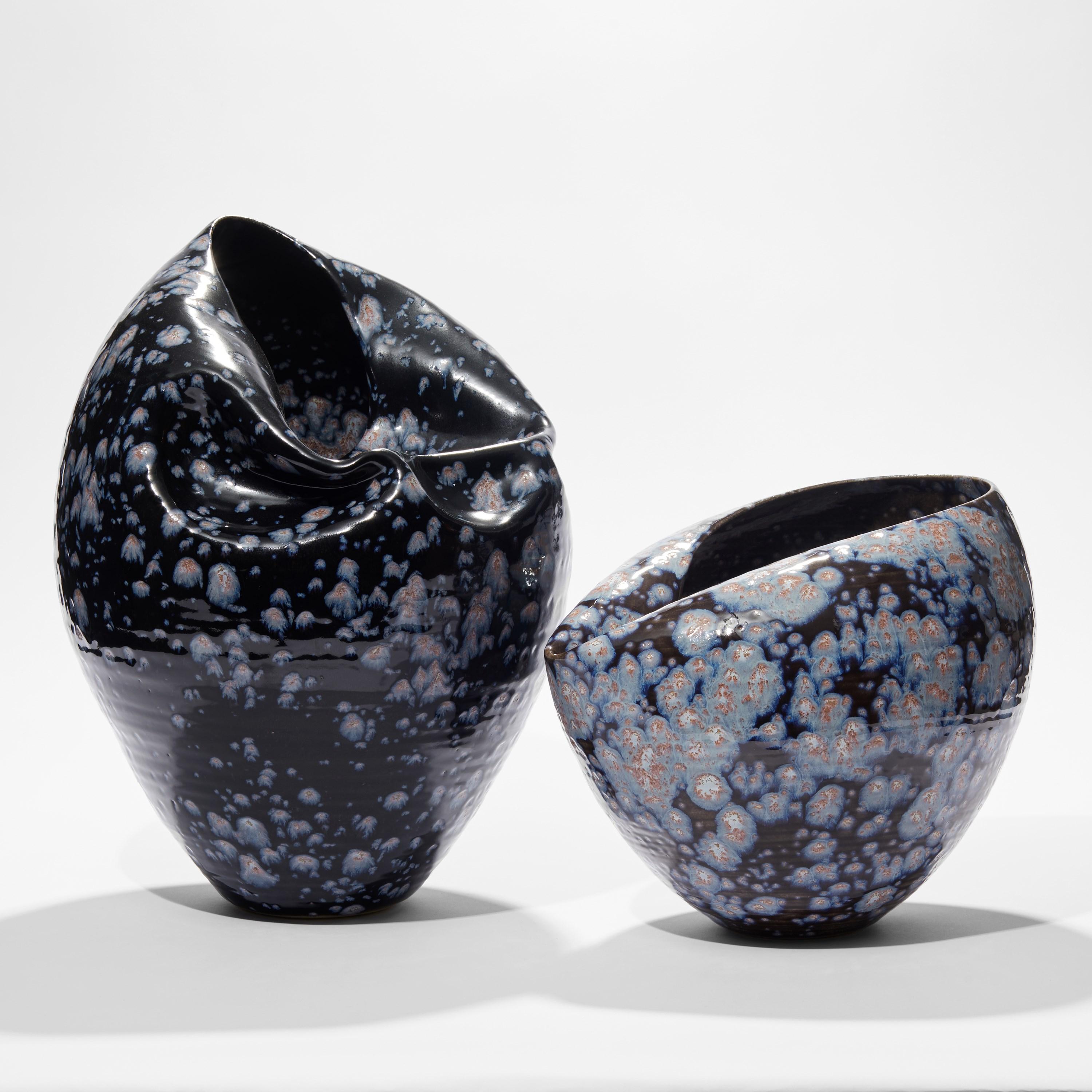 Oval Form in Galactic Blue No 88, a Ceramic Vessel by Nicholas Arroyave-Portela For Sale 2