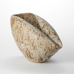 Oval Form with White & Brown Speckled Glaze No 99 by Nicholas Arroyave-Portela