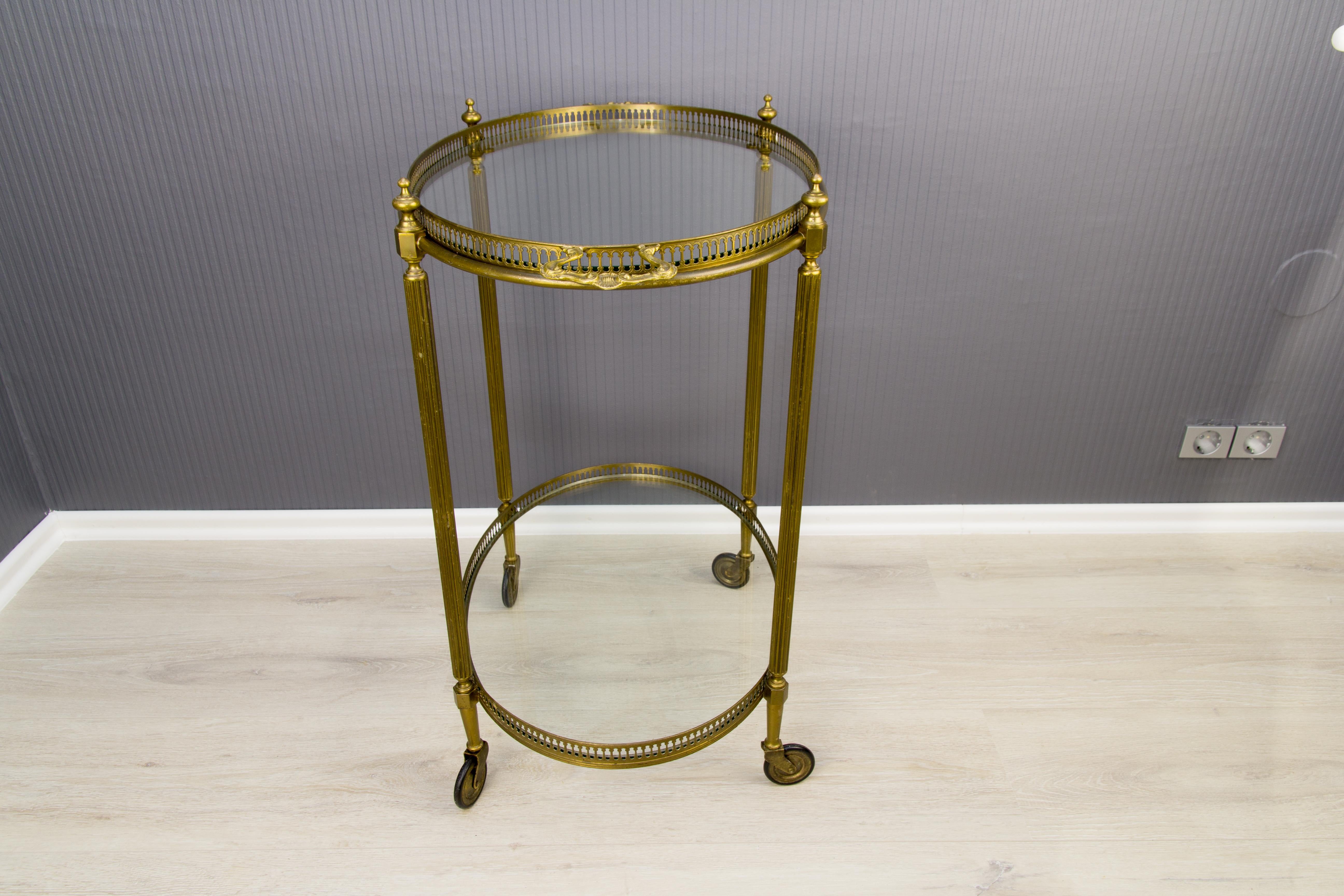 Oval French Bar Cart with Serving Tray Attributed to Maison Baguès 5