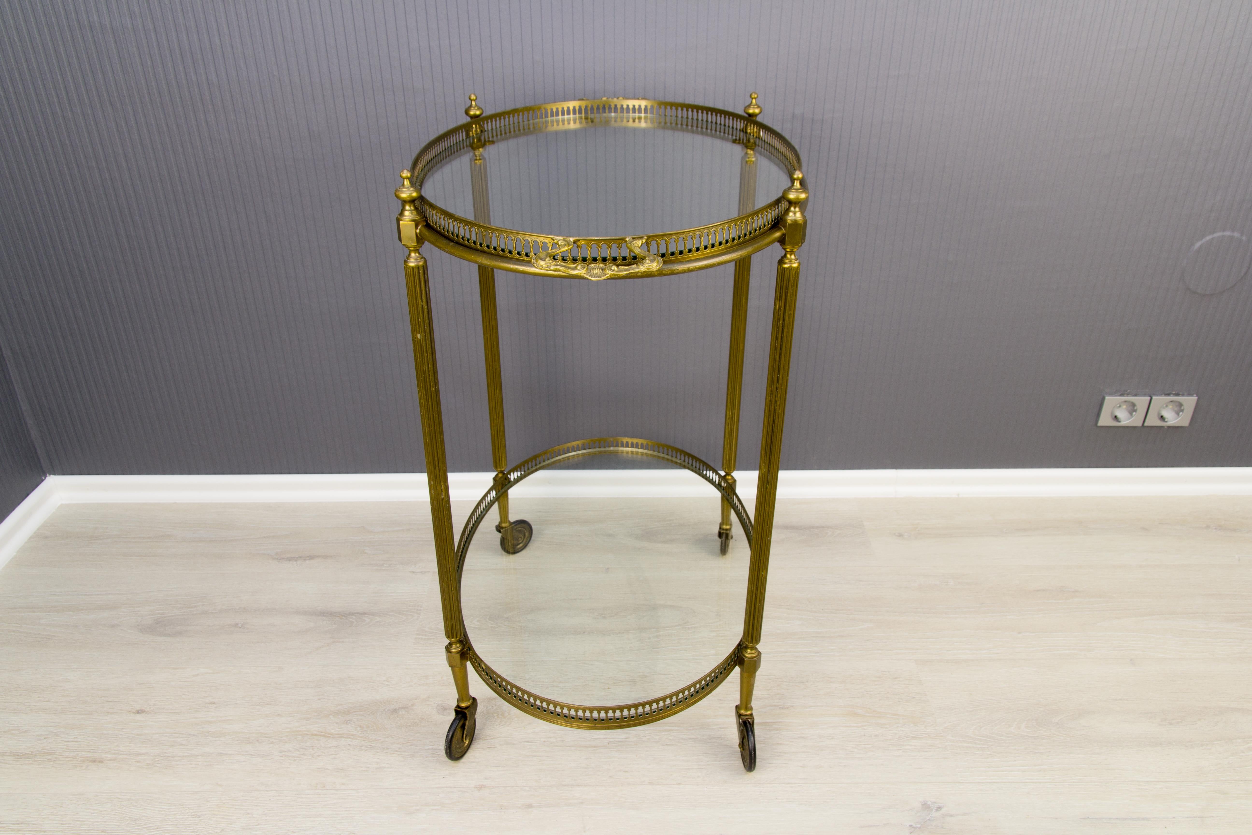 Oval French Bar Cart with Serving Tray Attributed to Maison Baguès 9