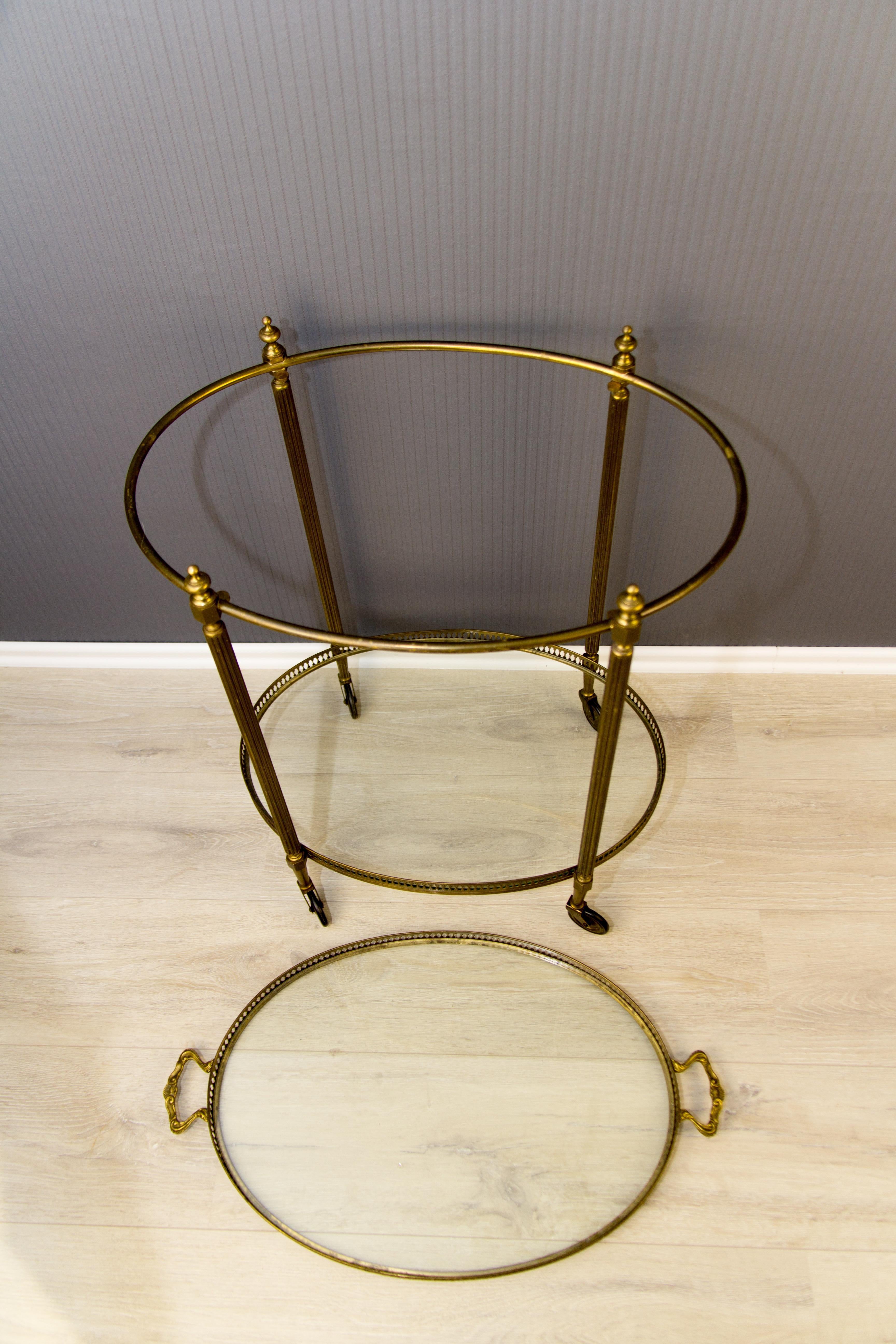 Oval French Bar Cart with Serving Tray Attributed to Maison Baguès 3