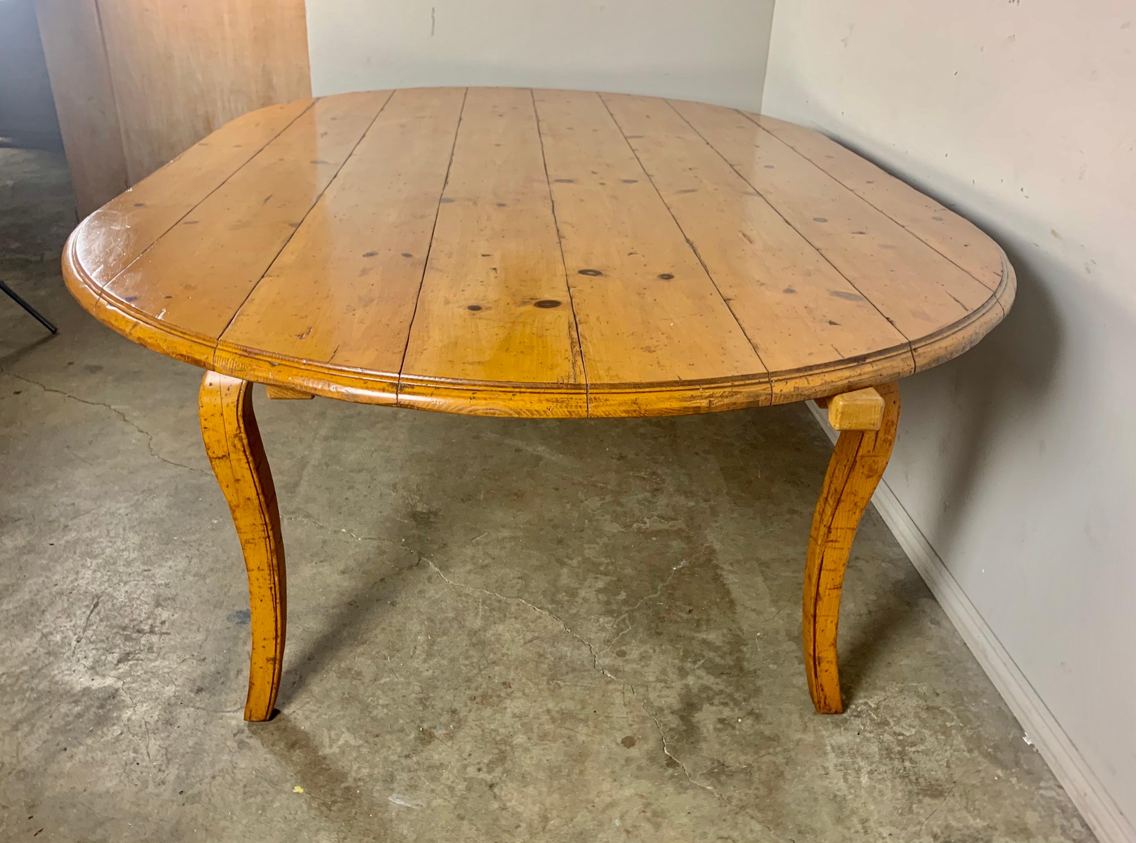 Oval French country Style Dining Table with Leaf by Guy Chaddock In Distressed Condition In Los Angeles, CA