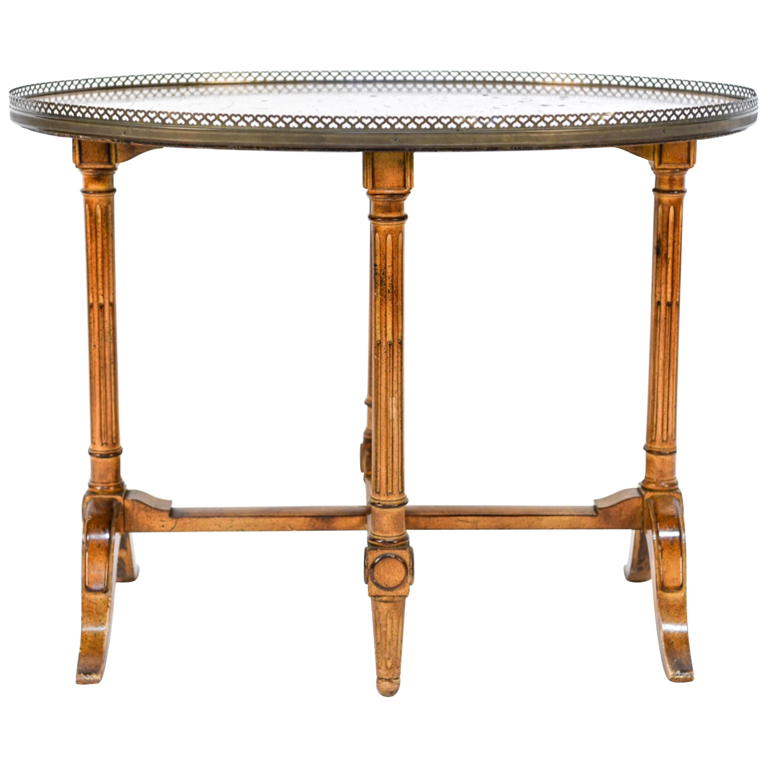 Oval French Table with Brass Gallery For Sale