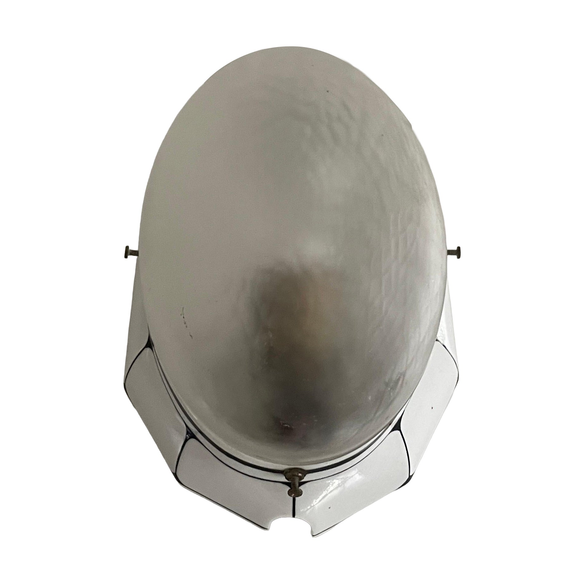 Ovale Wandlampe aus mattiertem Glas und schwarz-weißem Porzellan, 1930er Jahre, Deutschland im Angebot