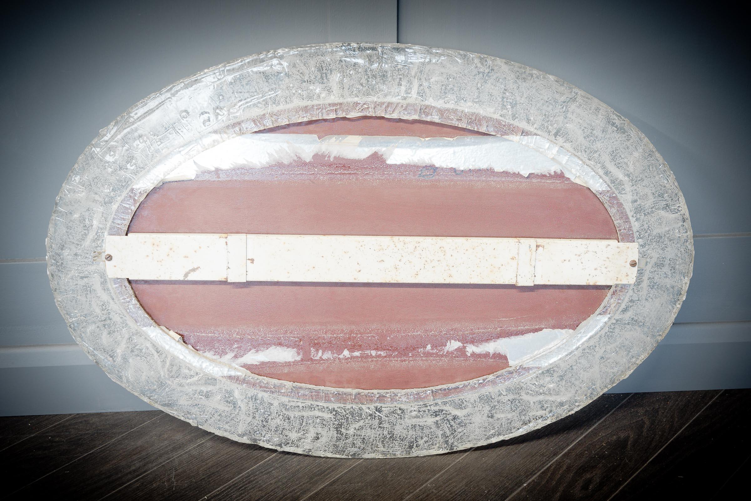 20th Century Oval Frosted Mid Century Mirror For Sale