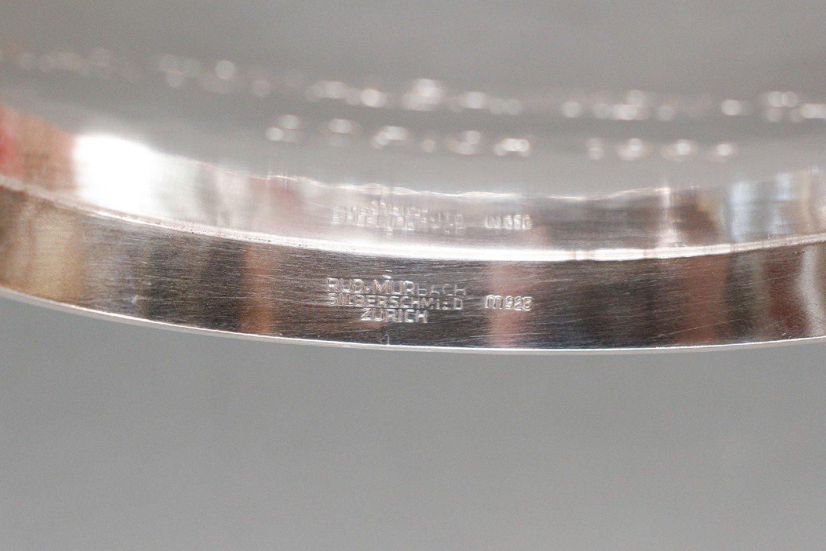 Ovale Obstschale aus gehämmertem Silber XX. Jahrhundert um 1960 Zürich 1