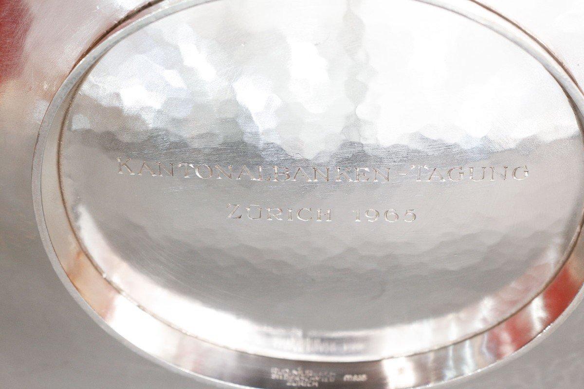 Ovale Obstschale aus gehämmertem Silber XX. Jahrhundert um 1960 Zürich 2