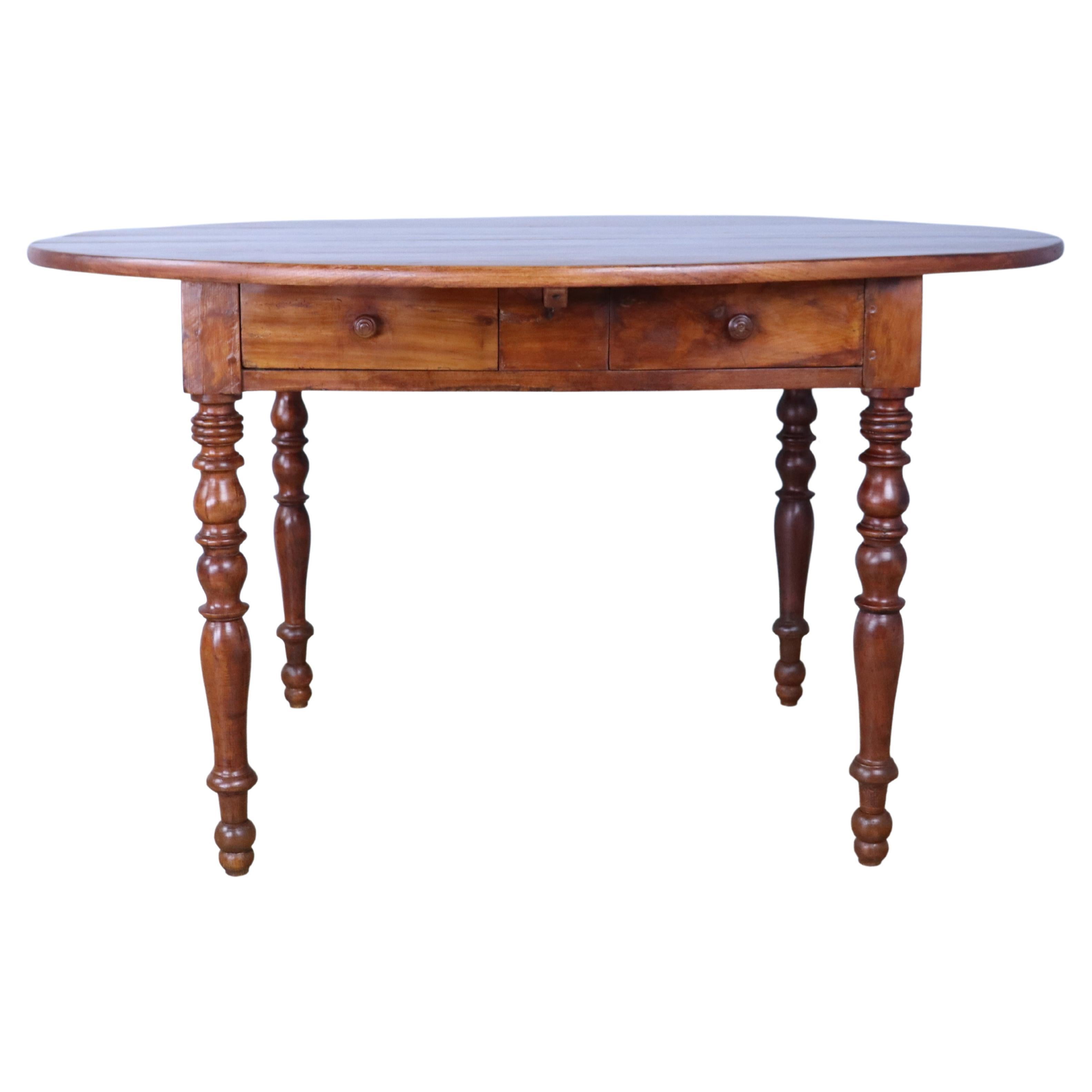 Oval Fruitwood Breakfast Table, Turned Legs For Sale