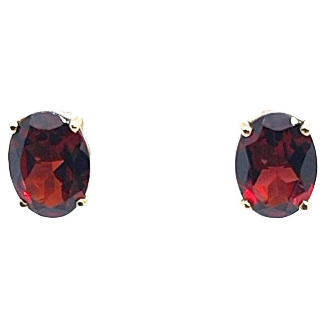 Oval Garnet Stud Earrings