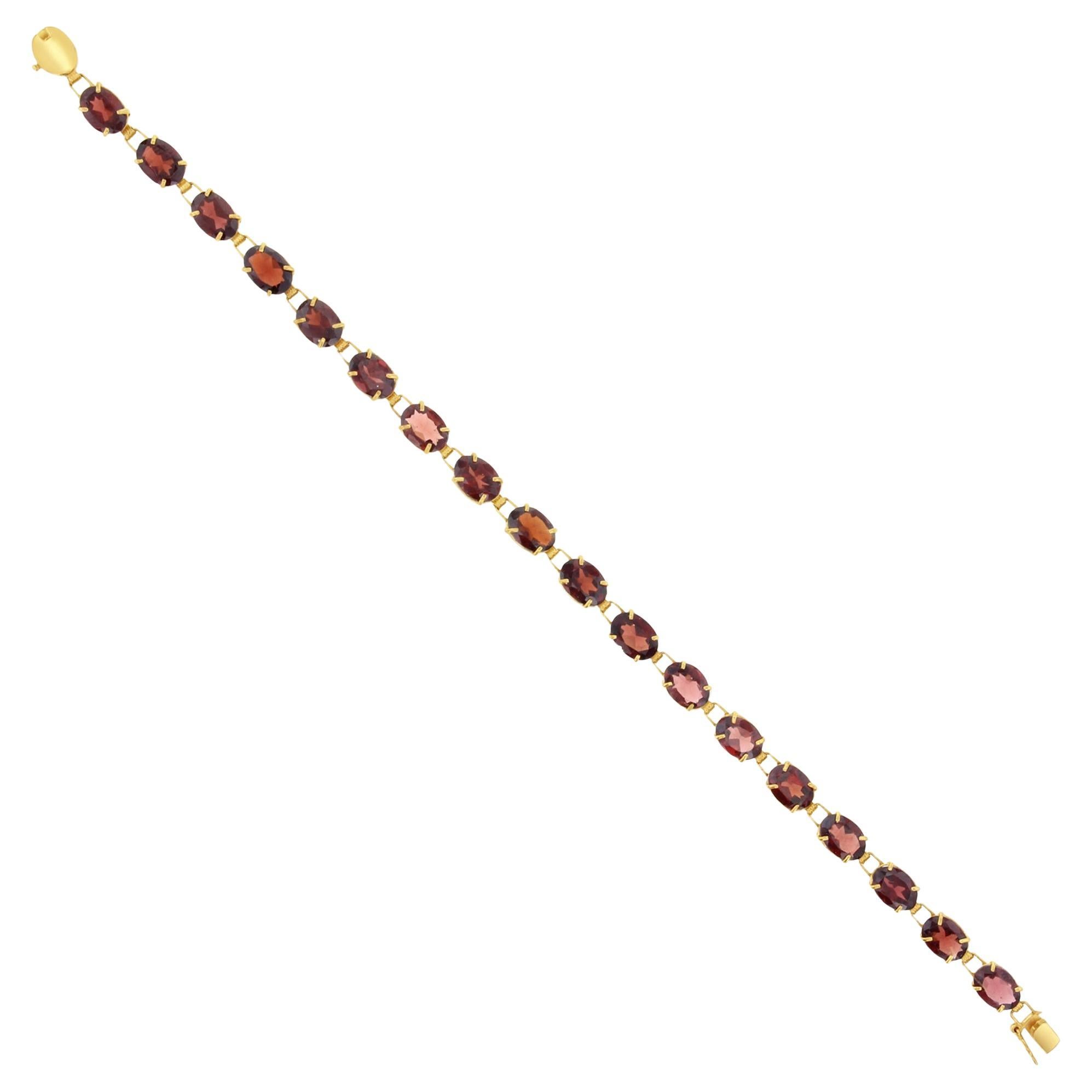 Oval Garnet Tennis Bracelet 21.00cttw 14k Yellow Gold or 14k White Gold