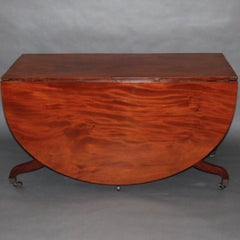 Oval Georgian Cumberland-Action Figured Mahogany Dining Table