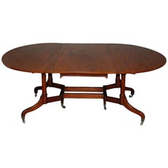 Oval Georgian Cumberland-Action Figured Mahogany Dining Table