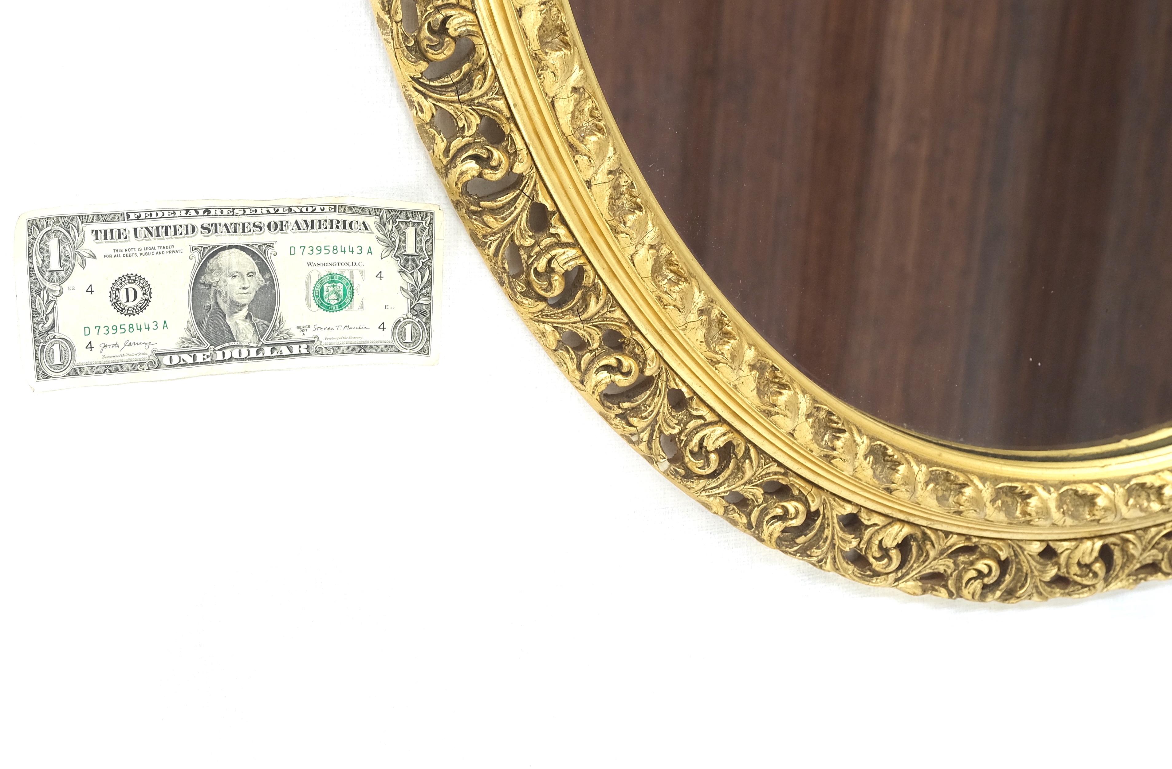 Oval Gesso & Holz geschnitzt Gold vergoldeten Rahmen Wandspiegel MINT! (20. Jahrhundert) im Angebot