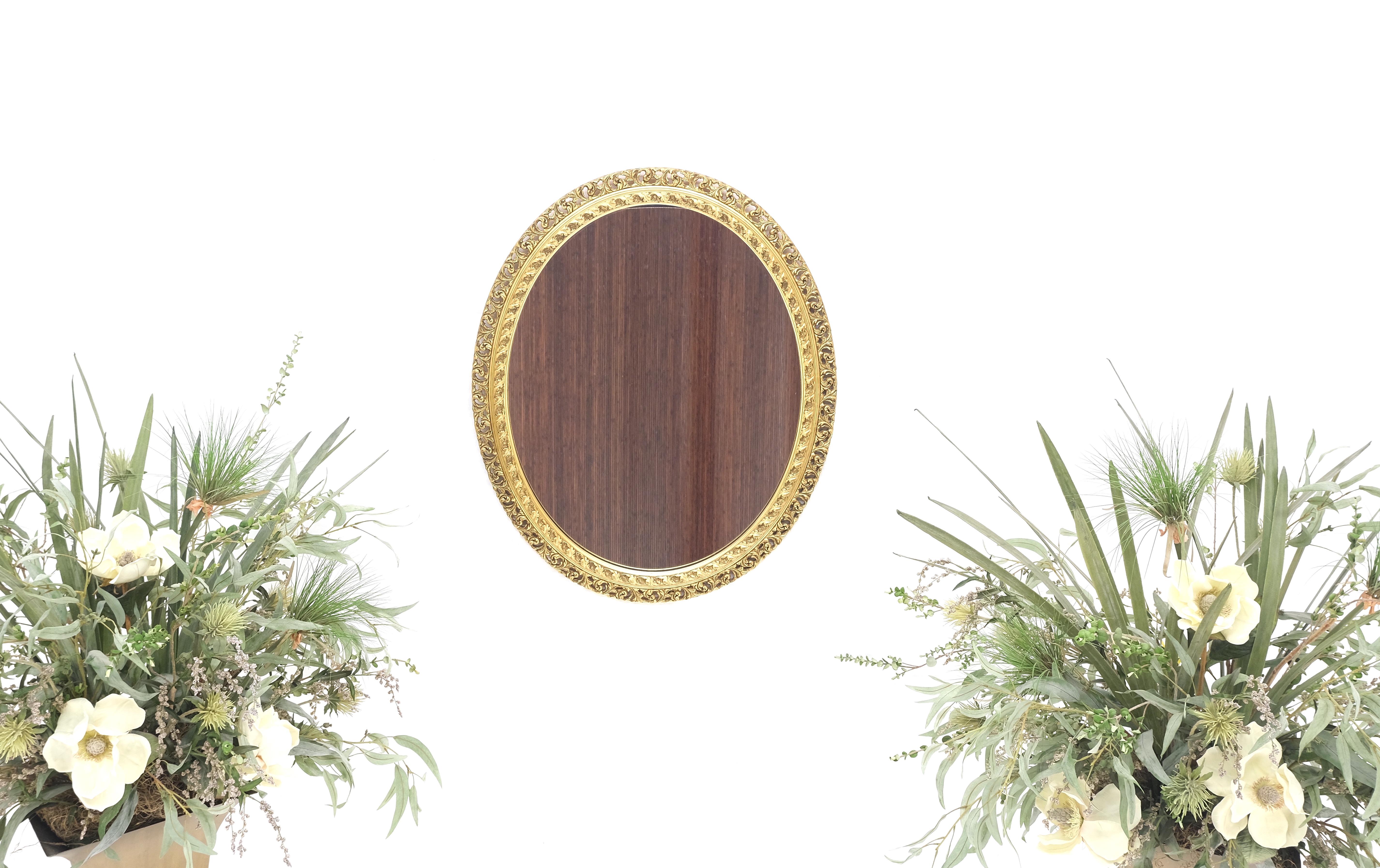 Hardwood Oval Gesso & Carved Wood Gold Gilt Frame Wall Mirror Mint! For Sale