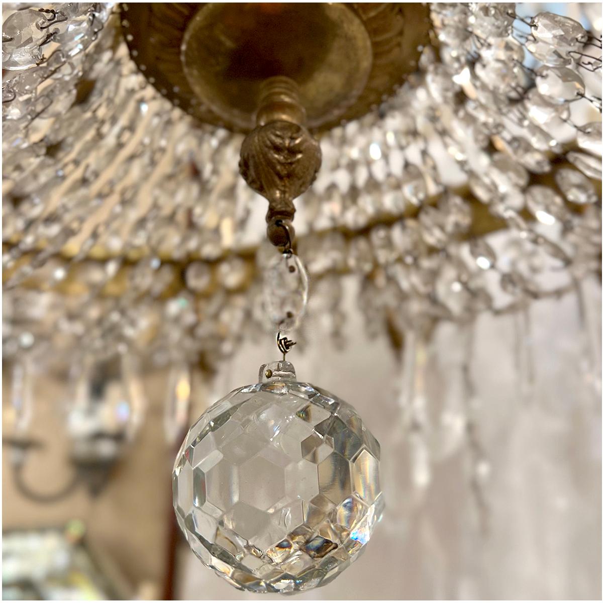 Oval Gilt Bronze and Rock Crystal Chandelier For Sale 5