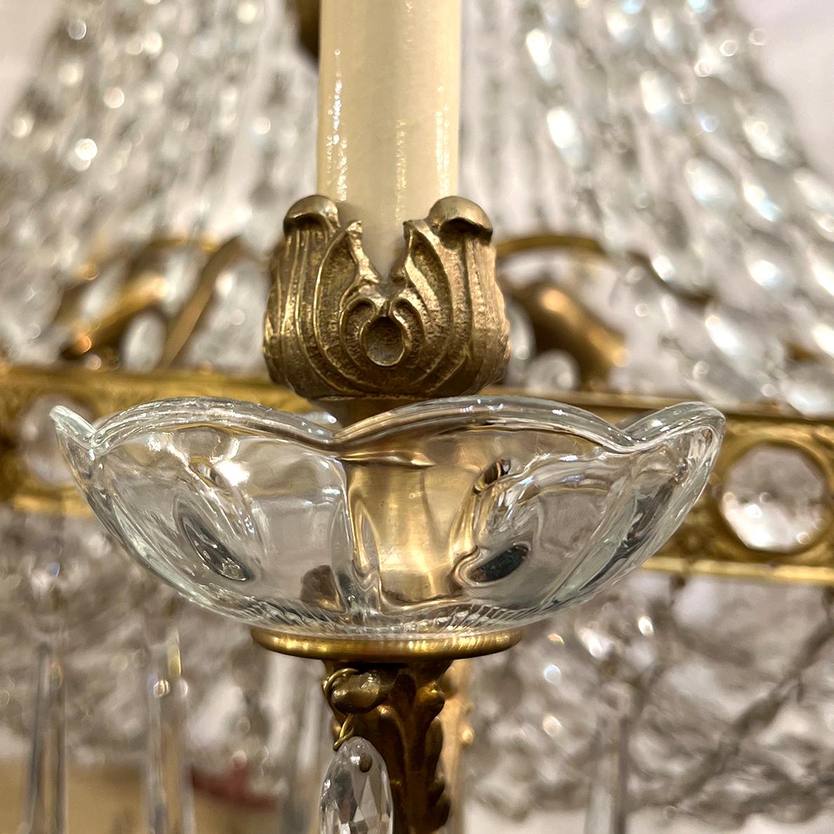 Oval Gilt Bronze and Rock Crystal Chandelier For Sale 1
