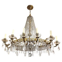 Oval Gilt Bronze and Rock Crystal Chandelier
