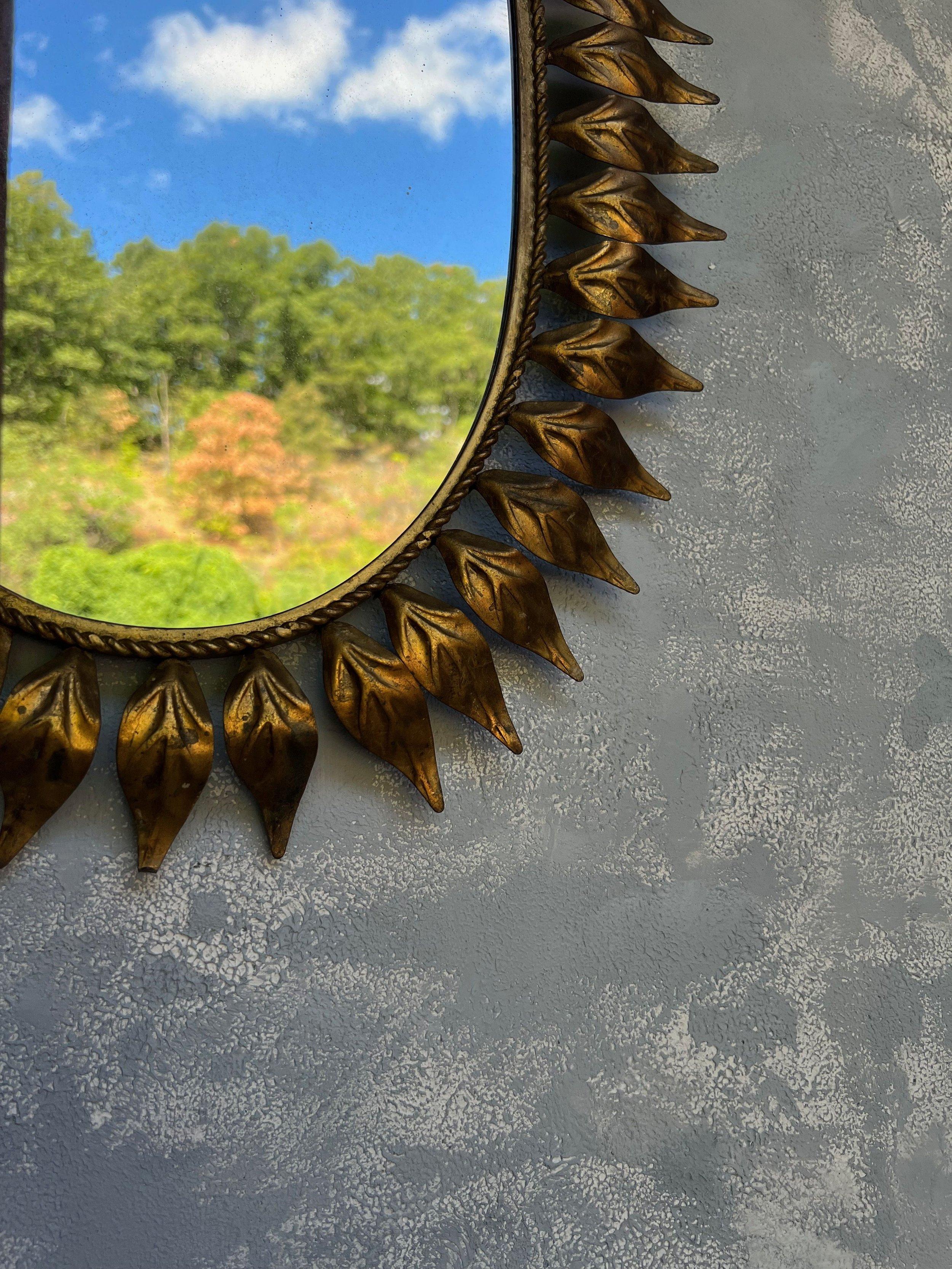 Oval Gilt Metal Spanish Sunburst  Mirror 1