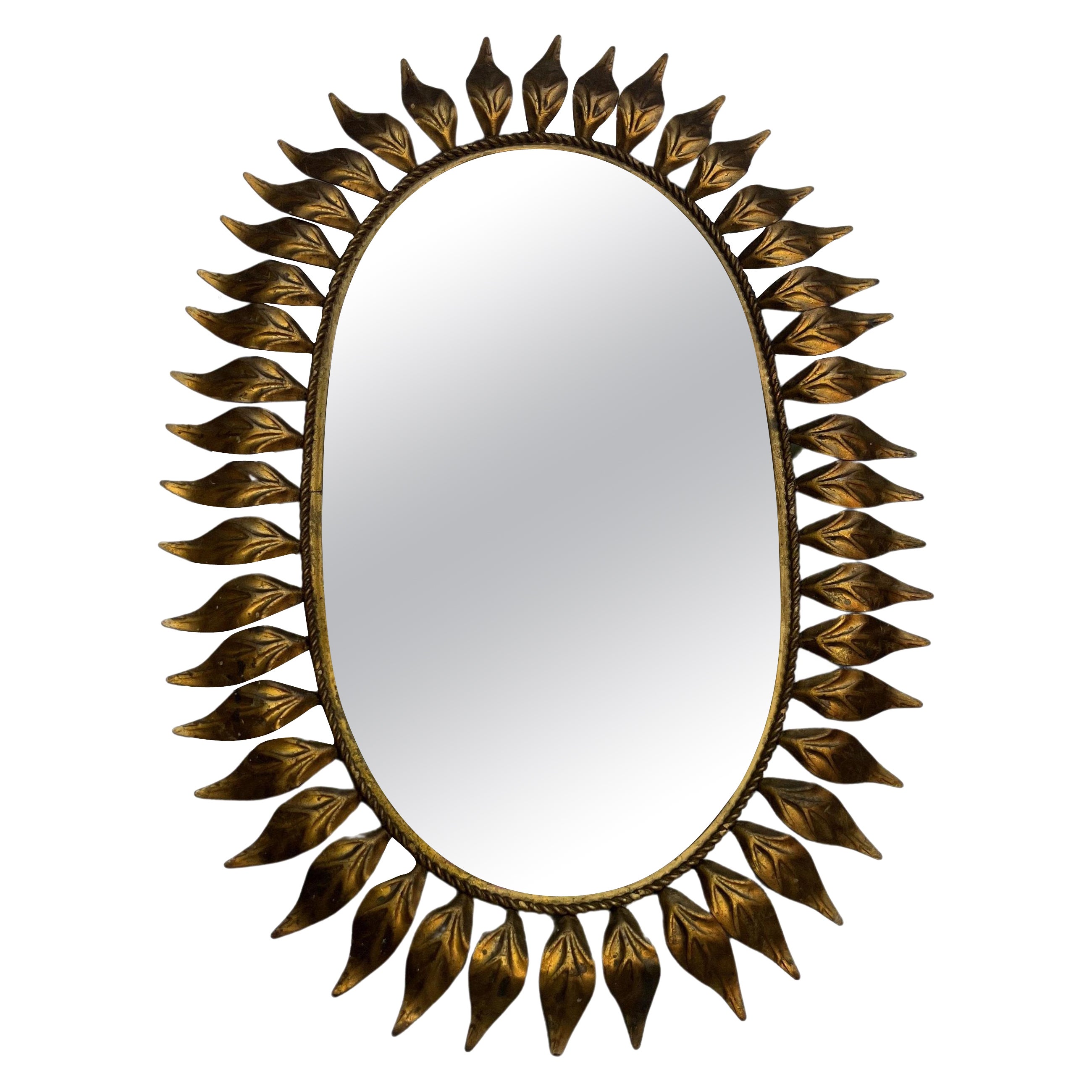Ovale in metallo dorato Spanish Sunburst  Specchio