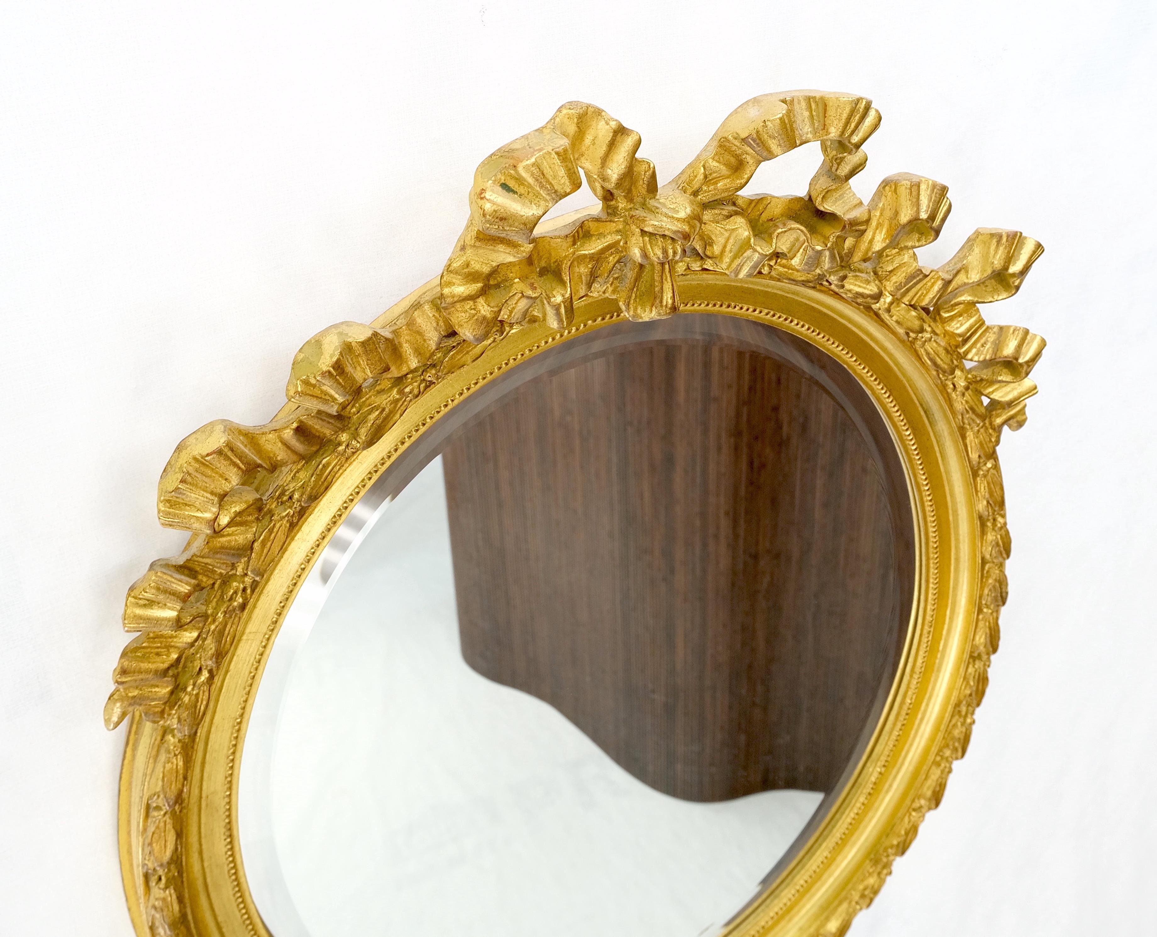 American Oval Gilt Ribbon Spikelet of Wheat Pattern Carved Wood Wall Mirror MINT! For Sale
