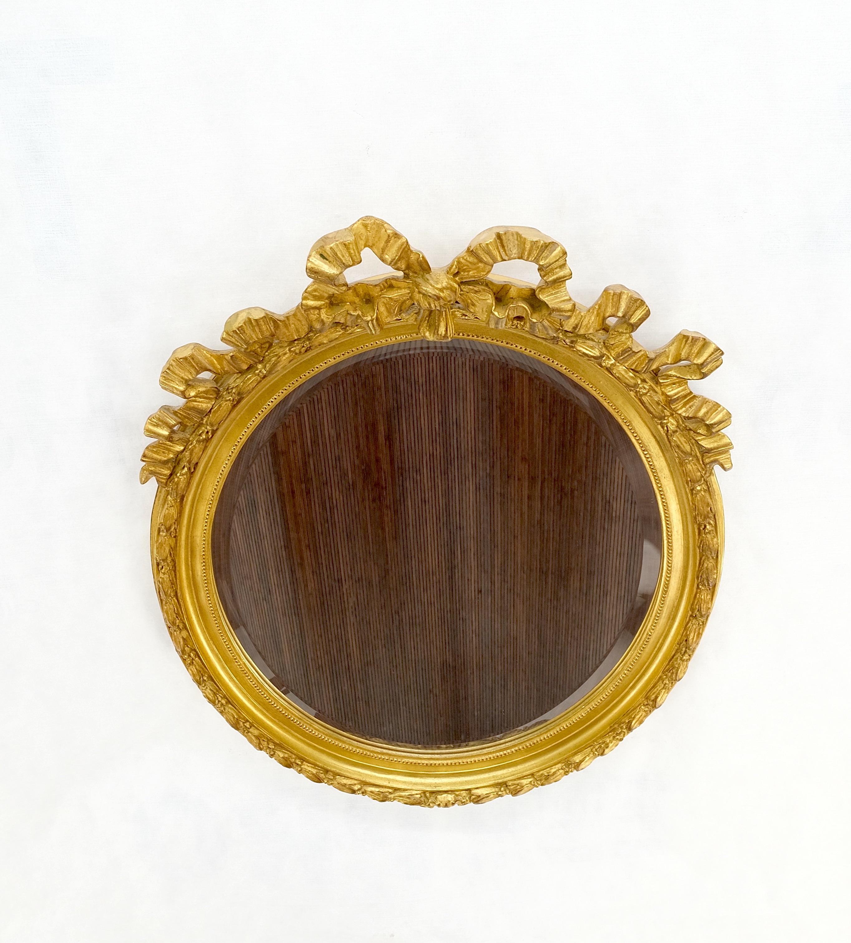 Glass Oval Gilt Ribbon Spikelet of Wheat Pattern Carved Wood Wall Mirror MINT! For Sale