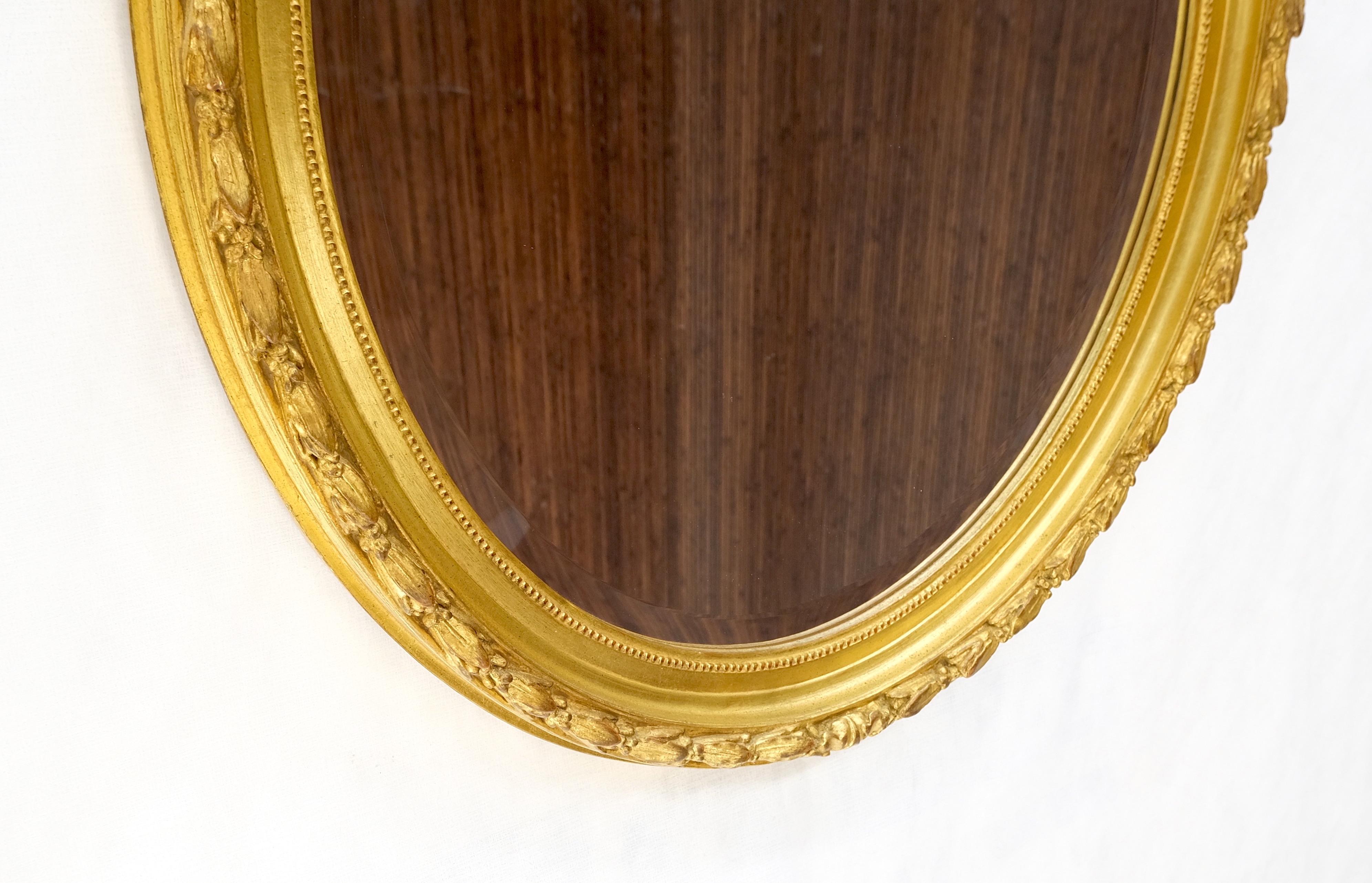 Oval Gilt Ribbon Spikelet of Wheat Pattern Carved Wood Wall Mirror MINT! For Sale 1