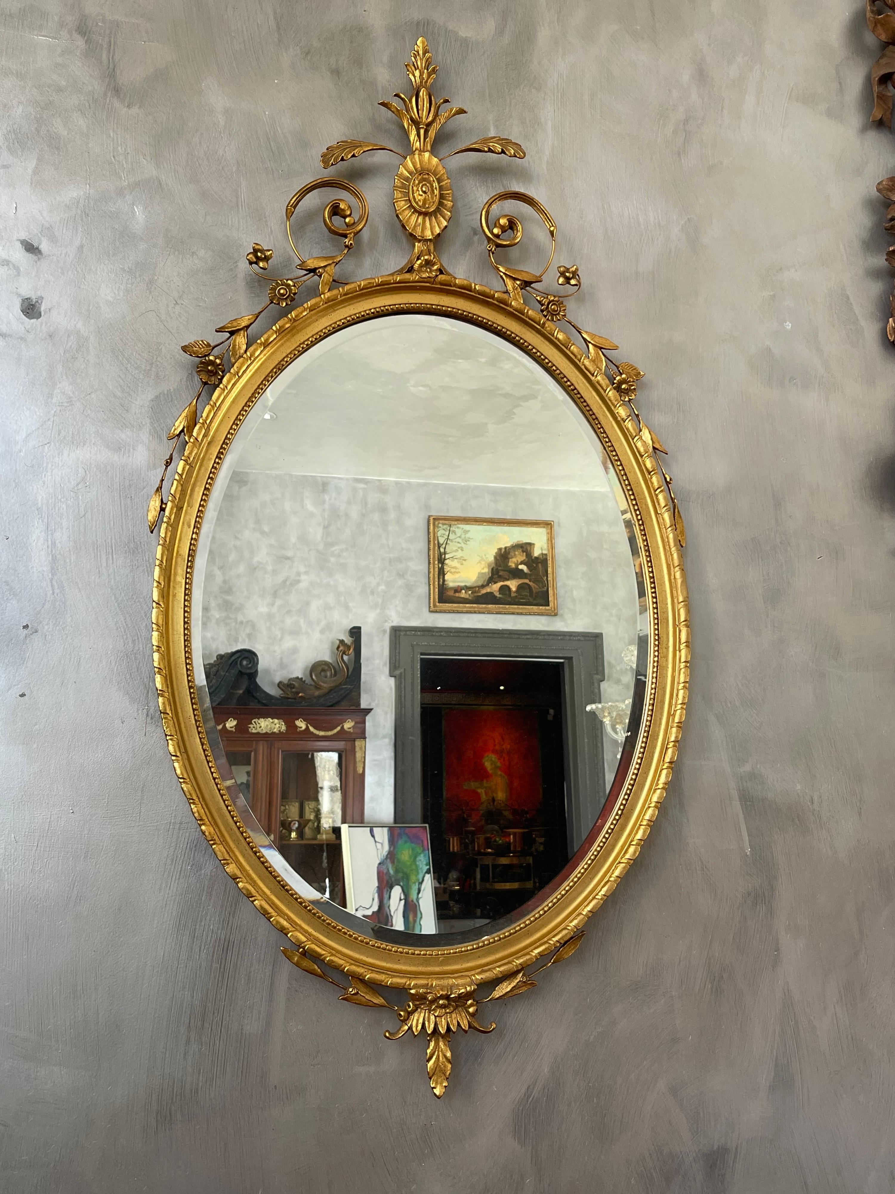 Oval Gilt Wood Mirror 1