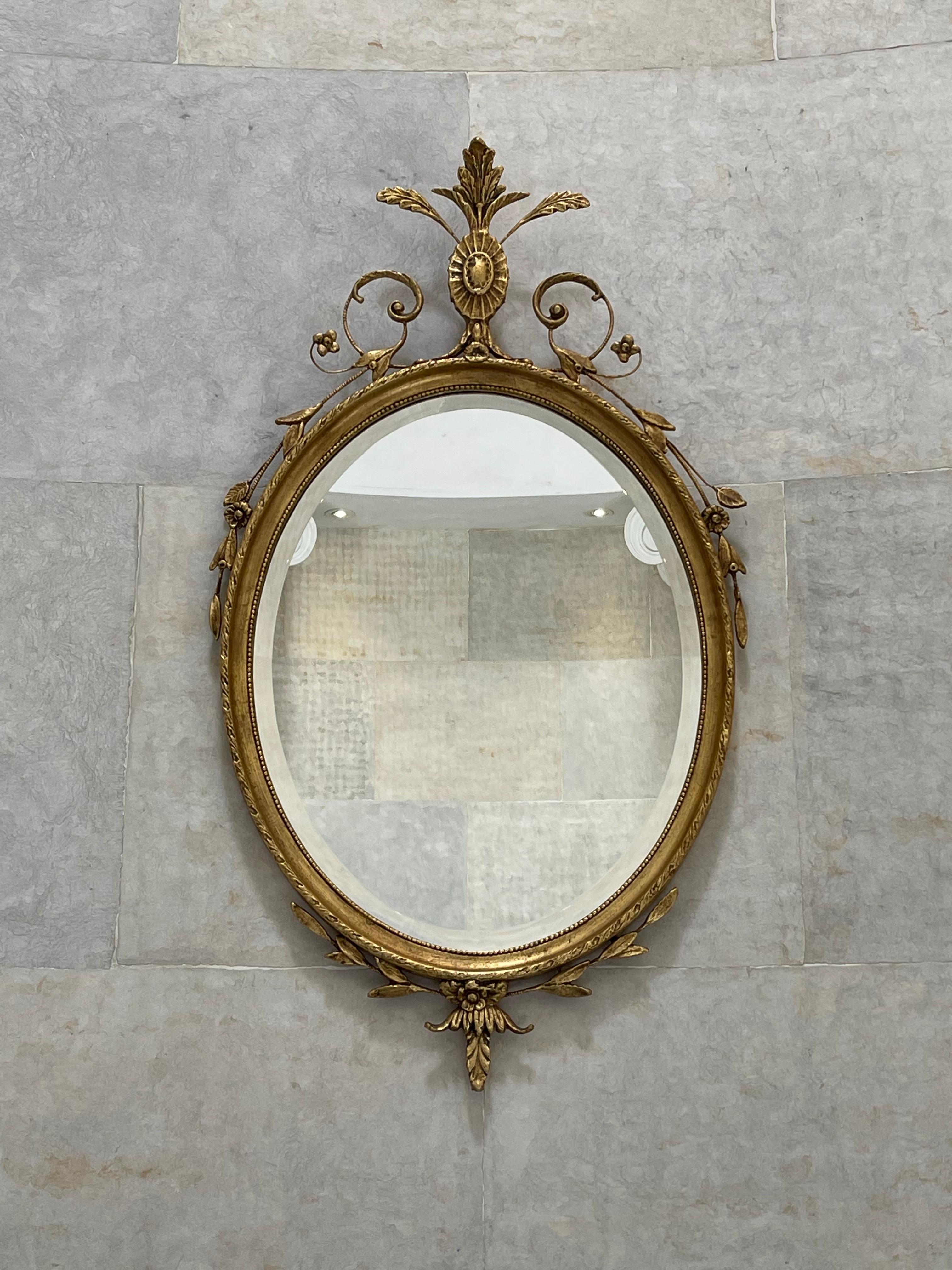 Miroir ovale en bois doré en vente 6