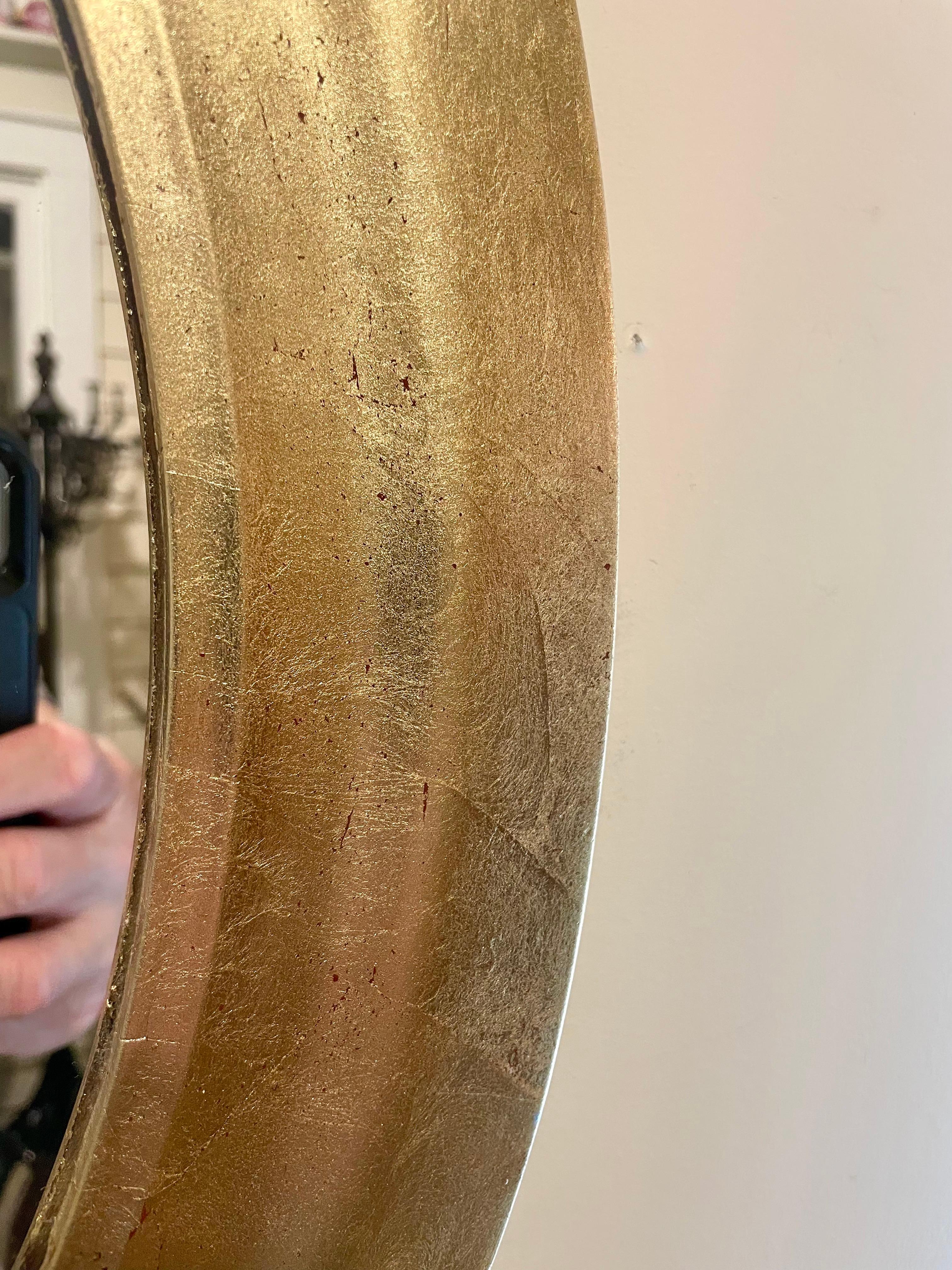 Hollywood Regency Oval Gilt Wood Mirror