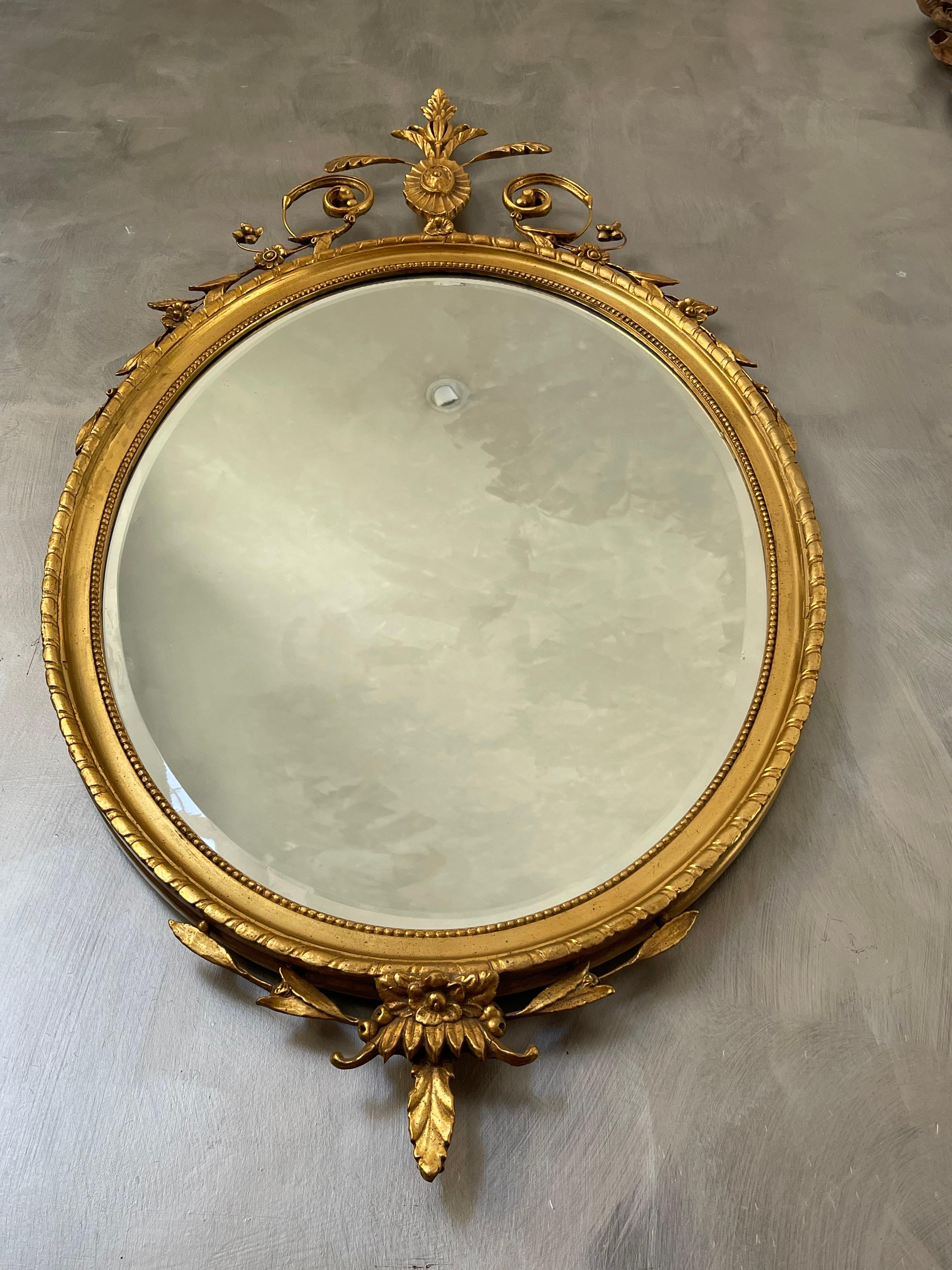 20th Century Oval Gilt Wood Mirror