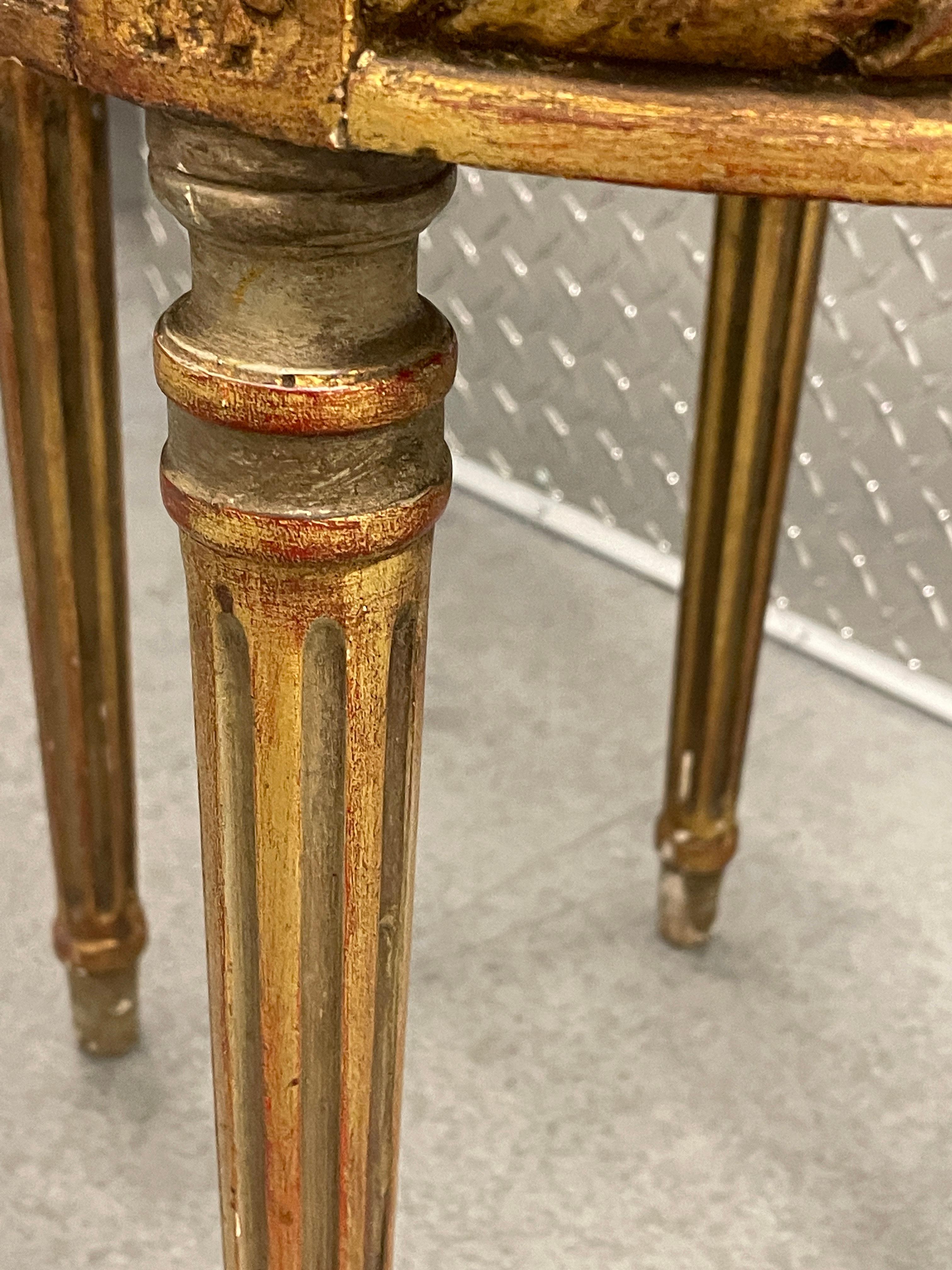 Table d'appoint ovale en bois doré, Napoléon III 1860-70, bois et canne dorés en vente 1