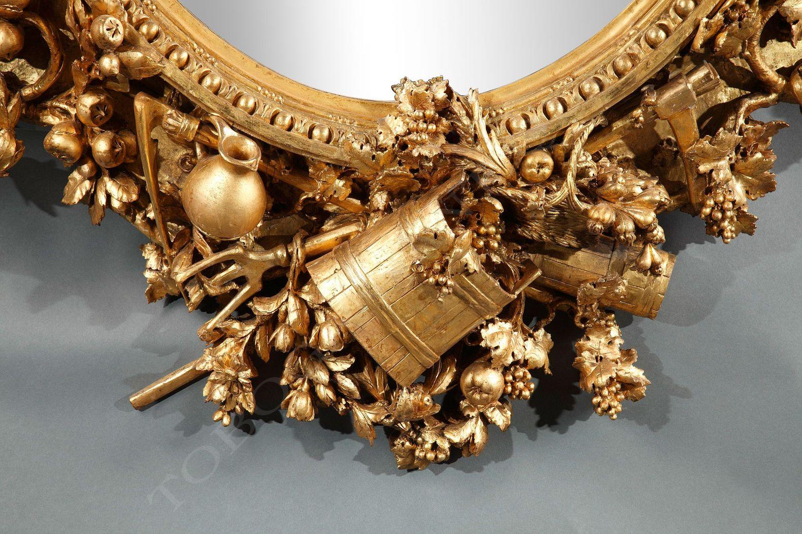 Oval Giltwood Mirror Attributed to L. Frullini, Italy, circa 1890 For Sale 1