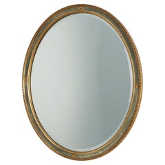 Specchio ovale in legno dorato di Pieterman, Paesi Bassi 1960