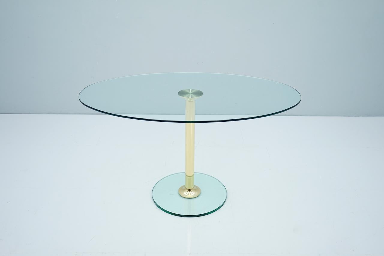 Oval Glass and Brass Dining Table by Draenert, Germany, 1970s For Sale 3