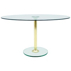 Oval Glass and Brass Dining Table by Draenert, Germany, 1970s