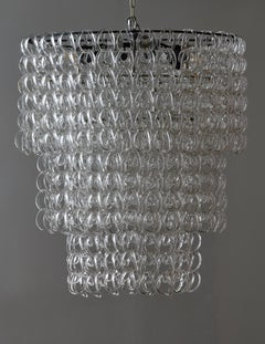 Oval Glass Chandelier by Angelo Mangiarotti for Vistosi