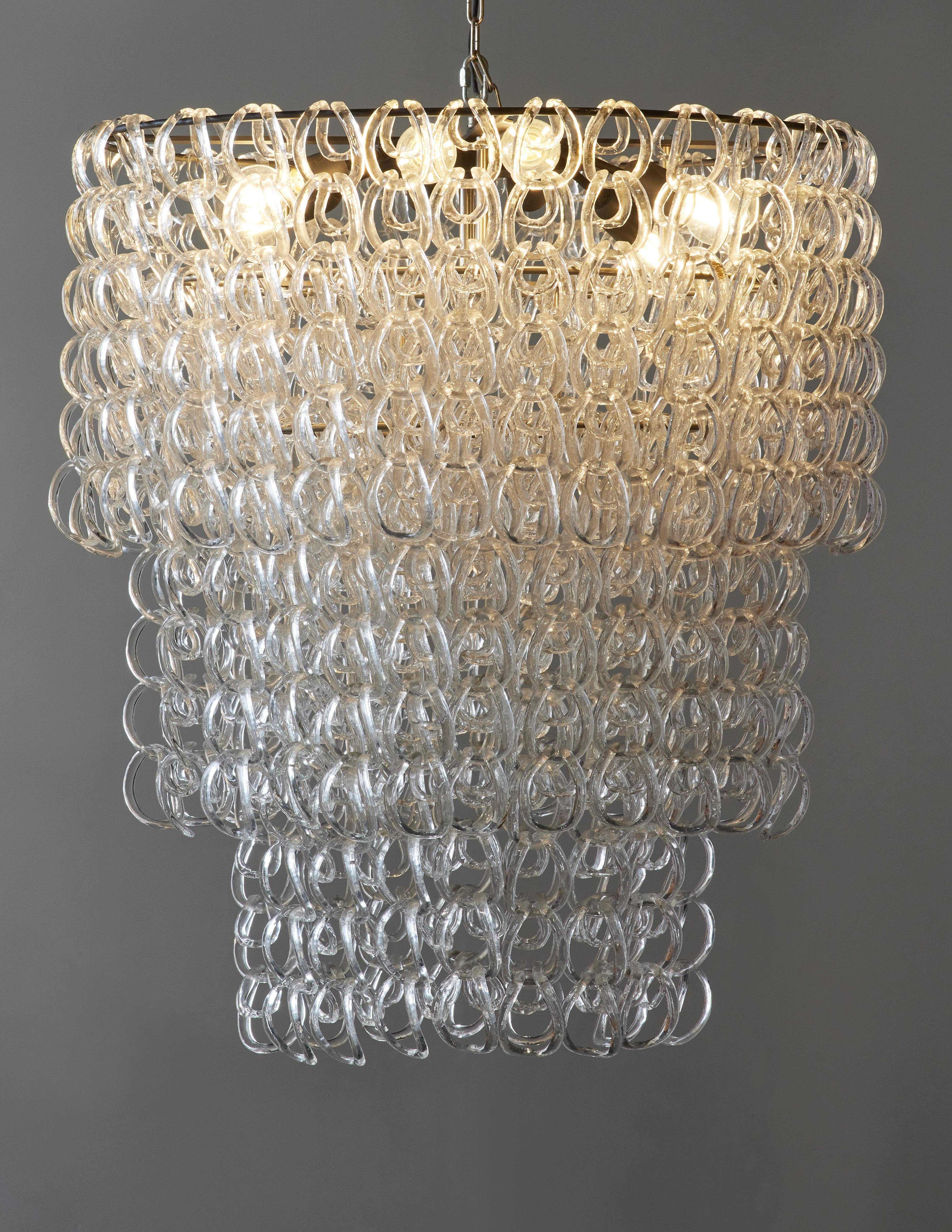 Mid-Century Modern Oval Glass Chandelier by Angelo Mangiarotti for Vistosi For Sale