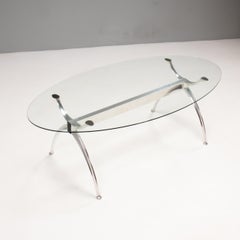Oval Glass & Chrome Dining Table in the Style of Charles and Ray Eames