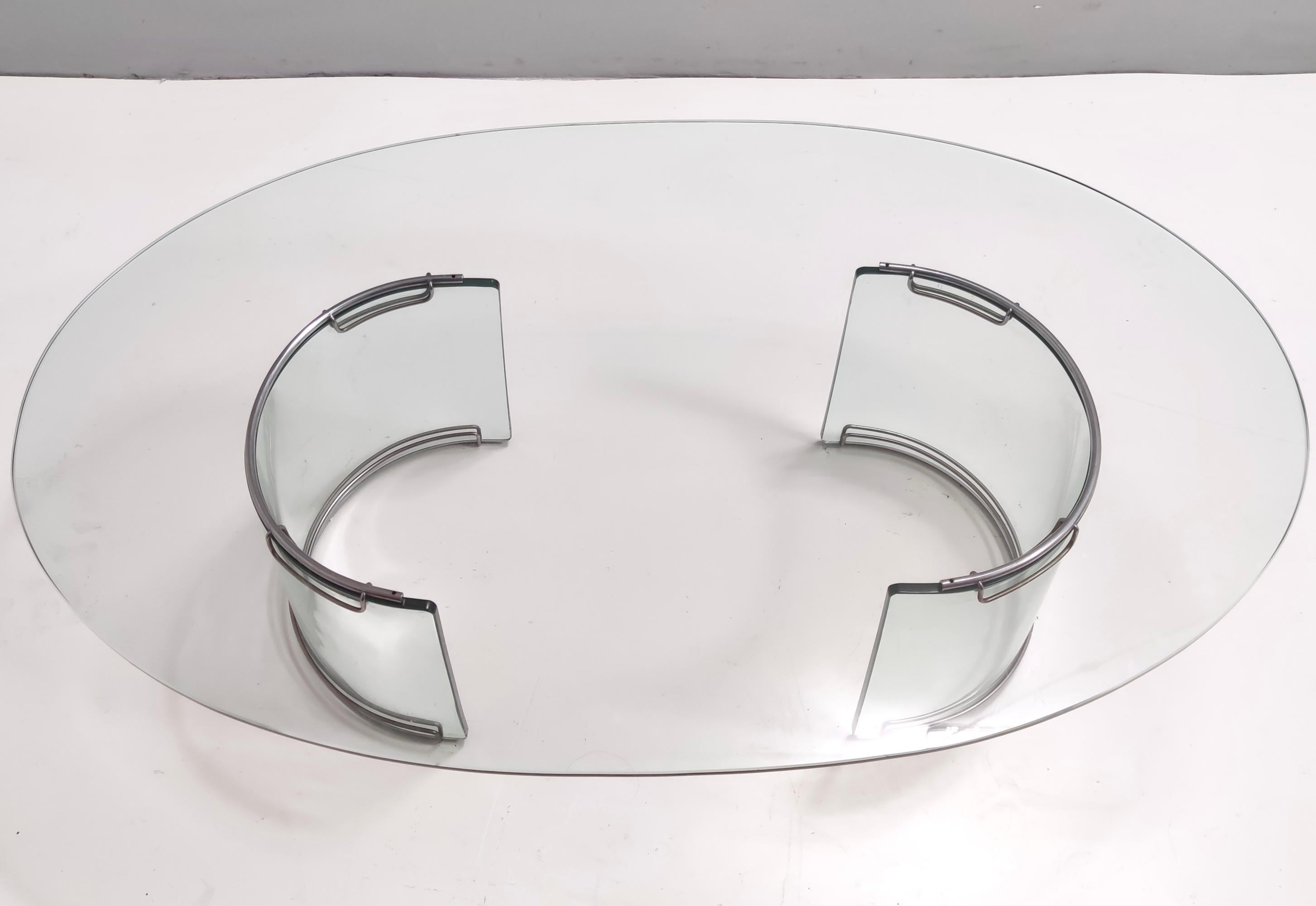 Late 20th Century Oval Glass Coffee Table mod. Adam by Luigi Massoni for Gallotti & Radice, Italy For Sale